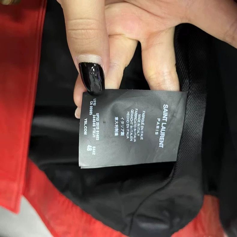 Saint Laurent Paris Saint Laurent Paris Saint Laurent Classic Red Leather Bike Size US L / EU 52-54 / 3 - 3 Thumbnail