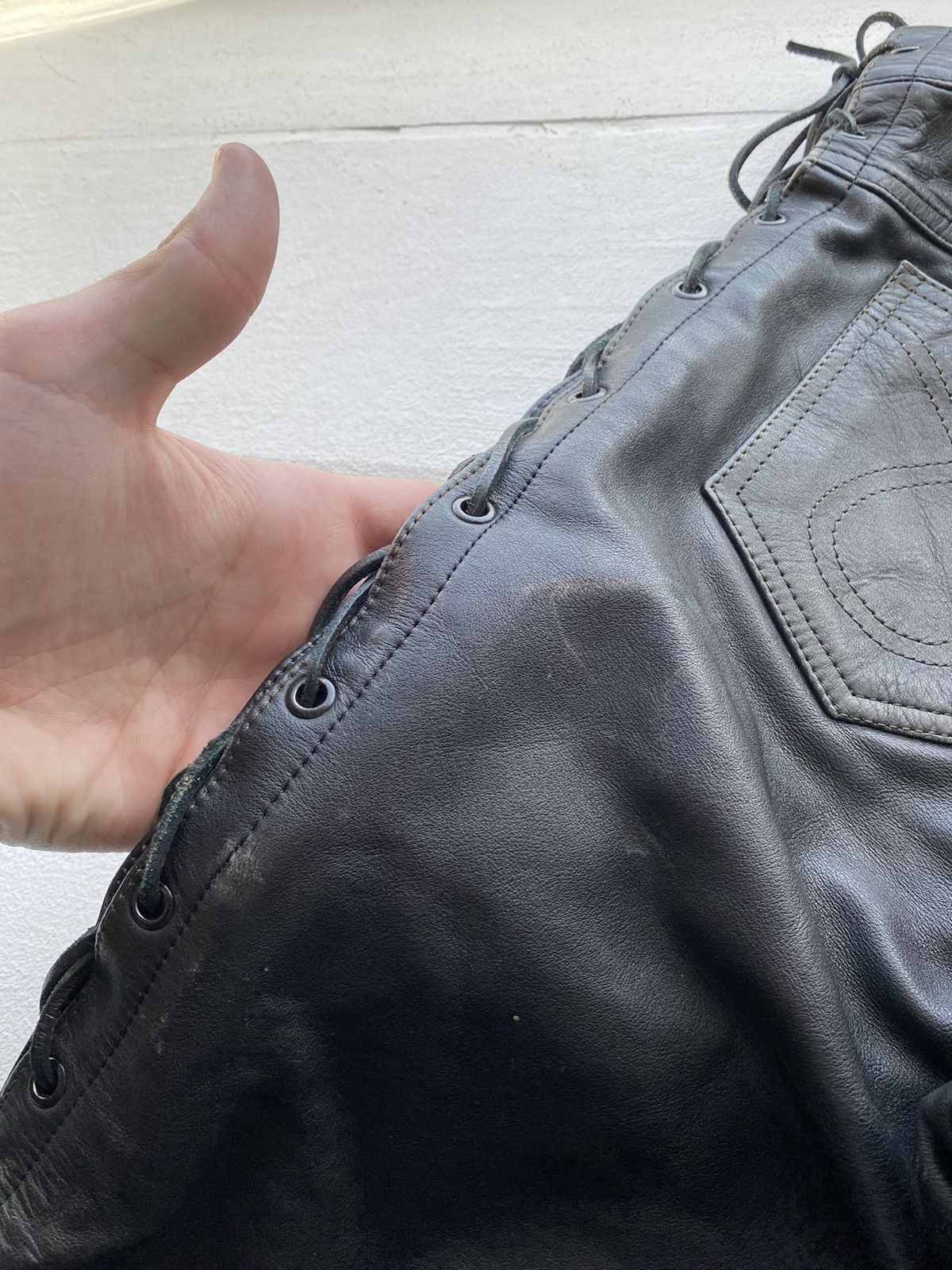 Japanese Brand 🔥VNTG OPIUM Biker Leather Owens Style Pants Rick Punk Rare Size US 32 / EU 48 - 12 Thumbnail