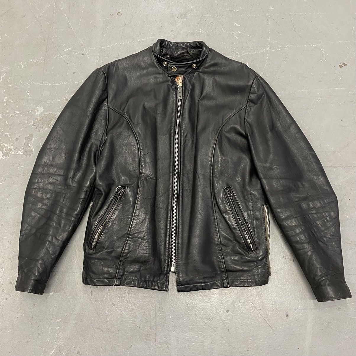 Japanese Brand × Vintage Vtg 60s 70s Excelled Black Leather Cafe Racer Moto Jacket Size US M / EU 48-50 / 2 - 1 Thumbnail