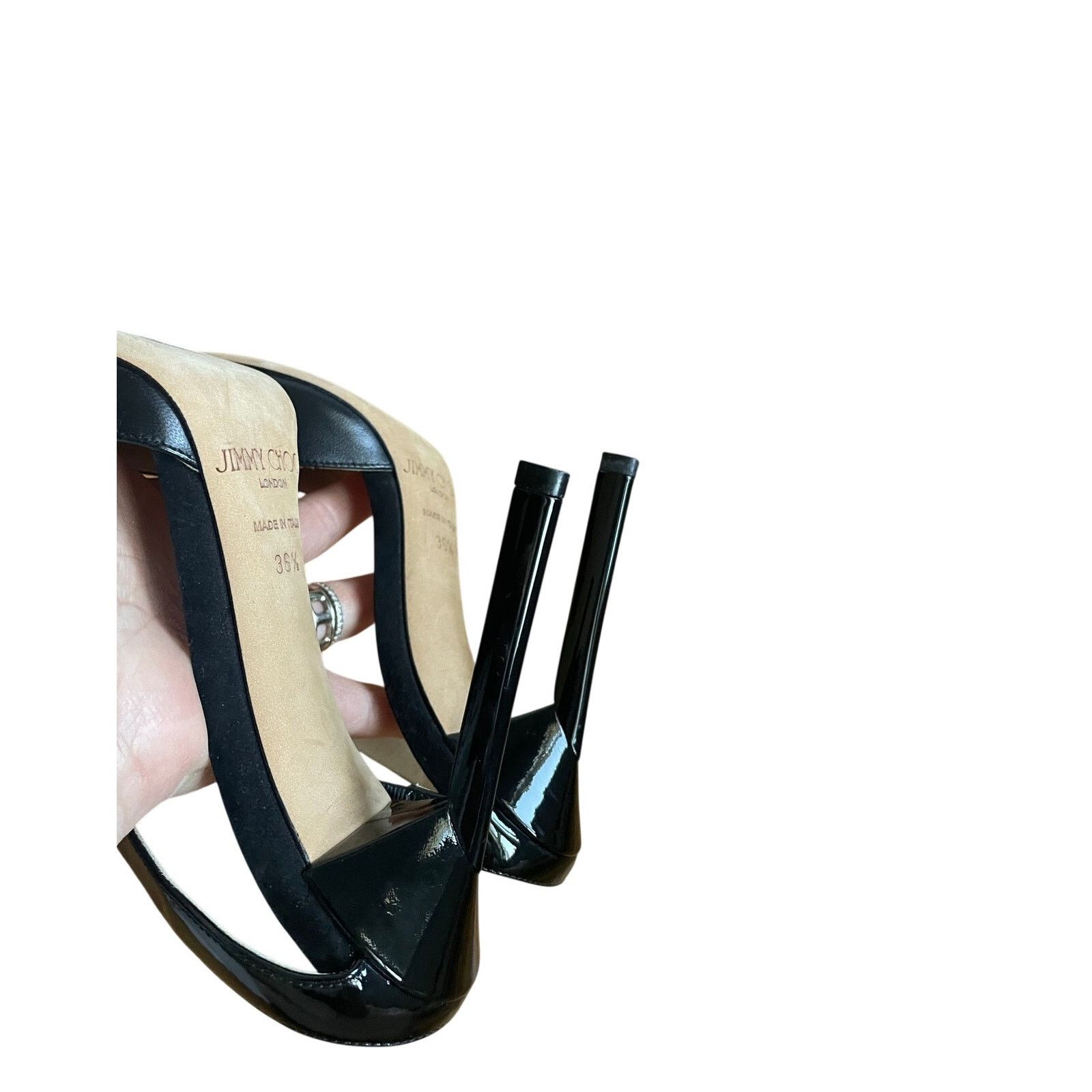 Jimmy Choo Jimmy Choo Black Leather Heeled Sandals size 36 1/2 / US 6.5 Size US 6.5 / IT 36.5 - 11 Thumbnail
