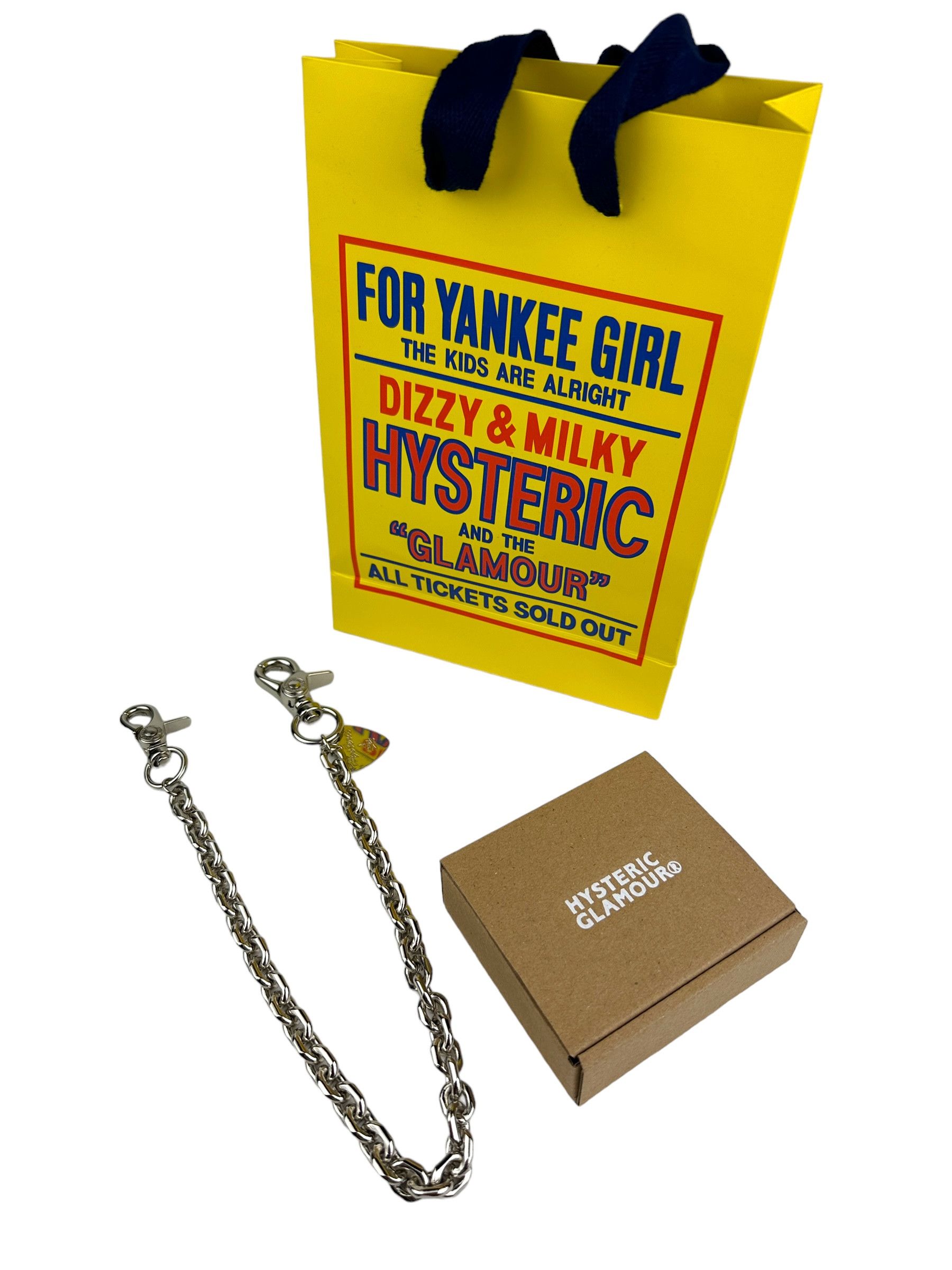 image of Hysteric Glamour Guitar Pick Wallet Chain Silver Logo Charm, Men's