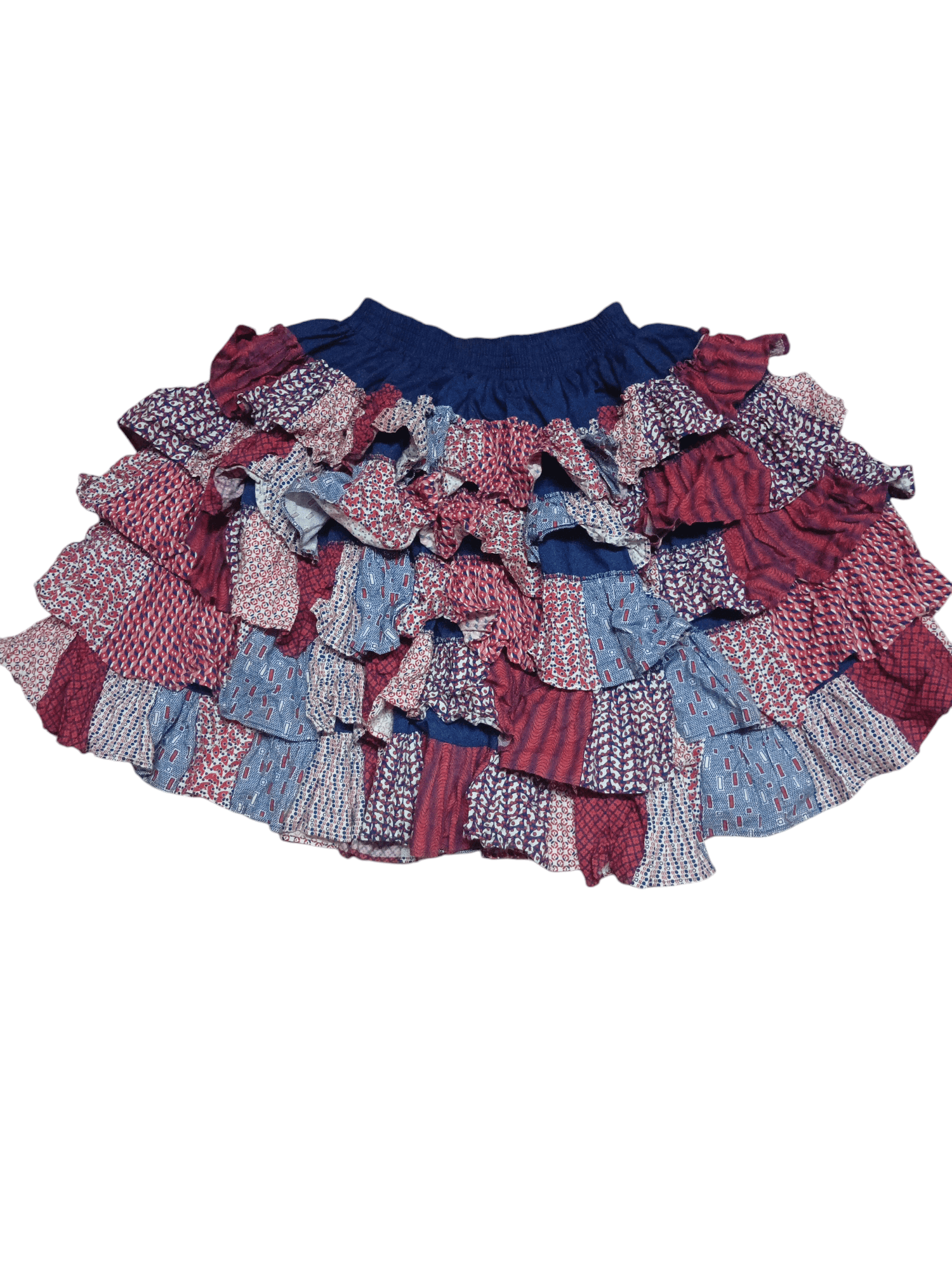 Vintage vintage mini skirt patchwork by suzis ruffles Size 30" / US 8 / IT 44 - 1 Thumbnail
