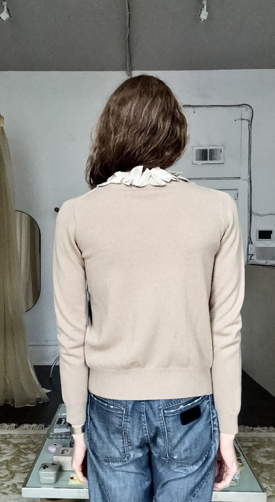 ATSURO TAYAMA ATSURO TAYAMA Vintage Suede Floral Appliqué Draped Cardigan Size ONE SIZE - 7 Thumbnail