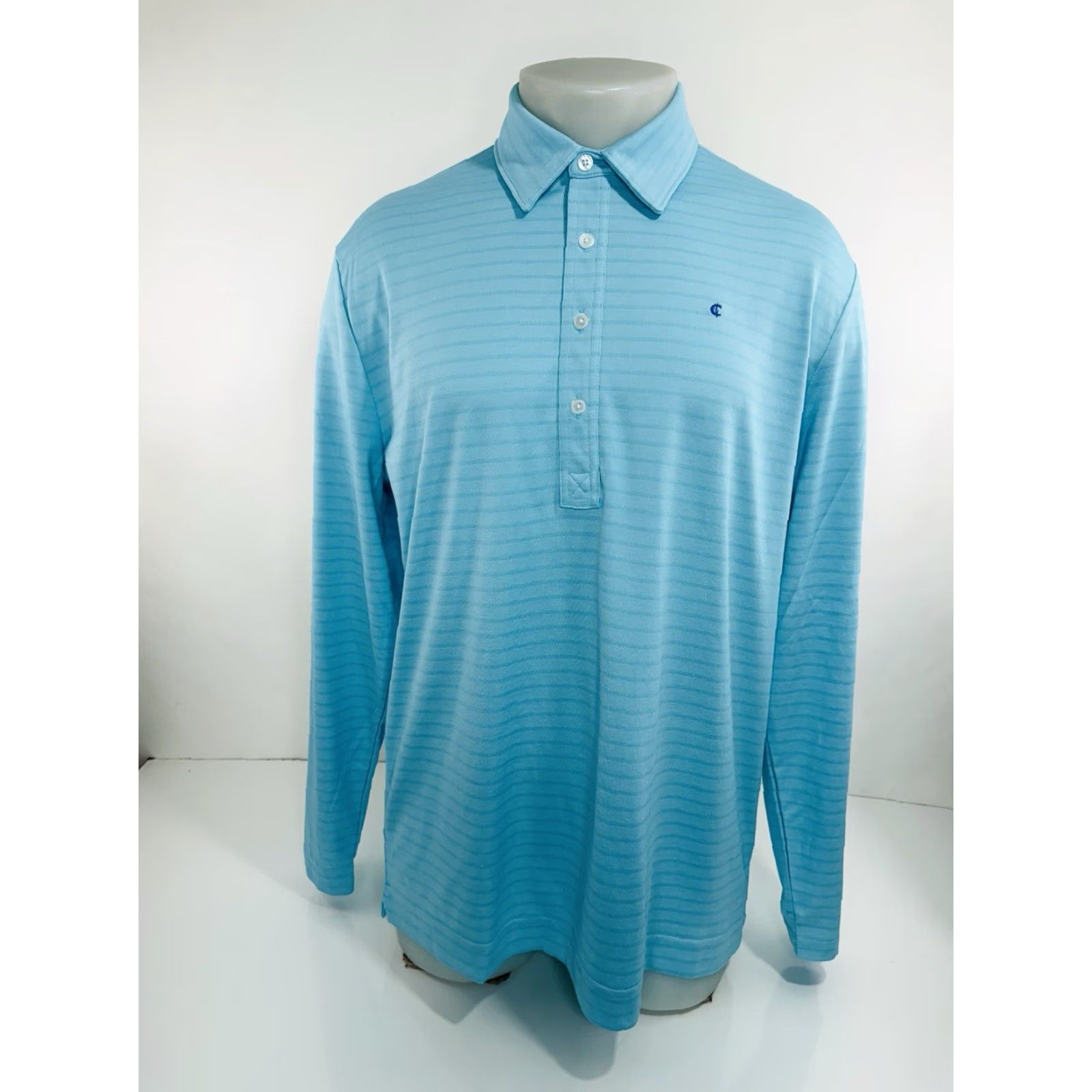 Vintage Criquet Polo Shirt Striped Embroidered Logo Lightweight Long Sleeve L Mens Greenish Blue Size US L / EU 52-54 / 3 - 2 Thumbnail