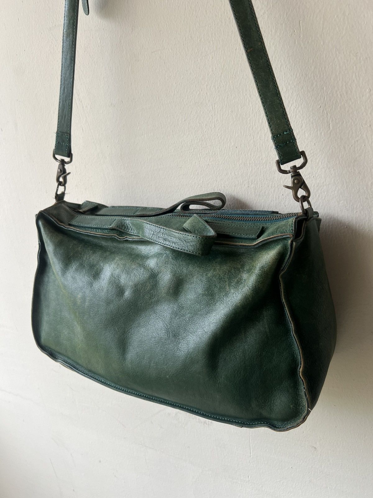 Leather Vintage B. Stuff Japan Faded Patina All Leather 2 Way Bag Size ONE SIZE - 19 Thumbnail