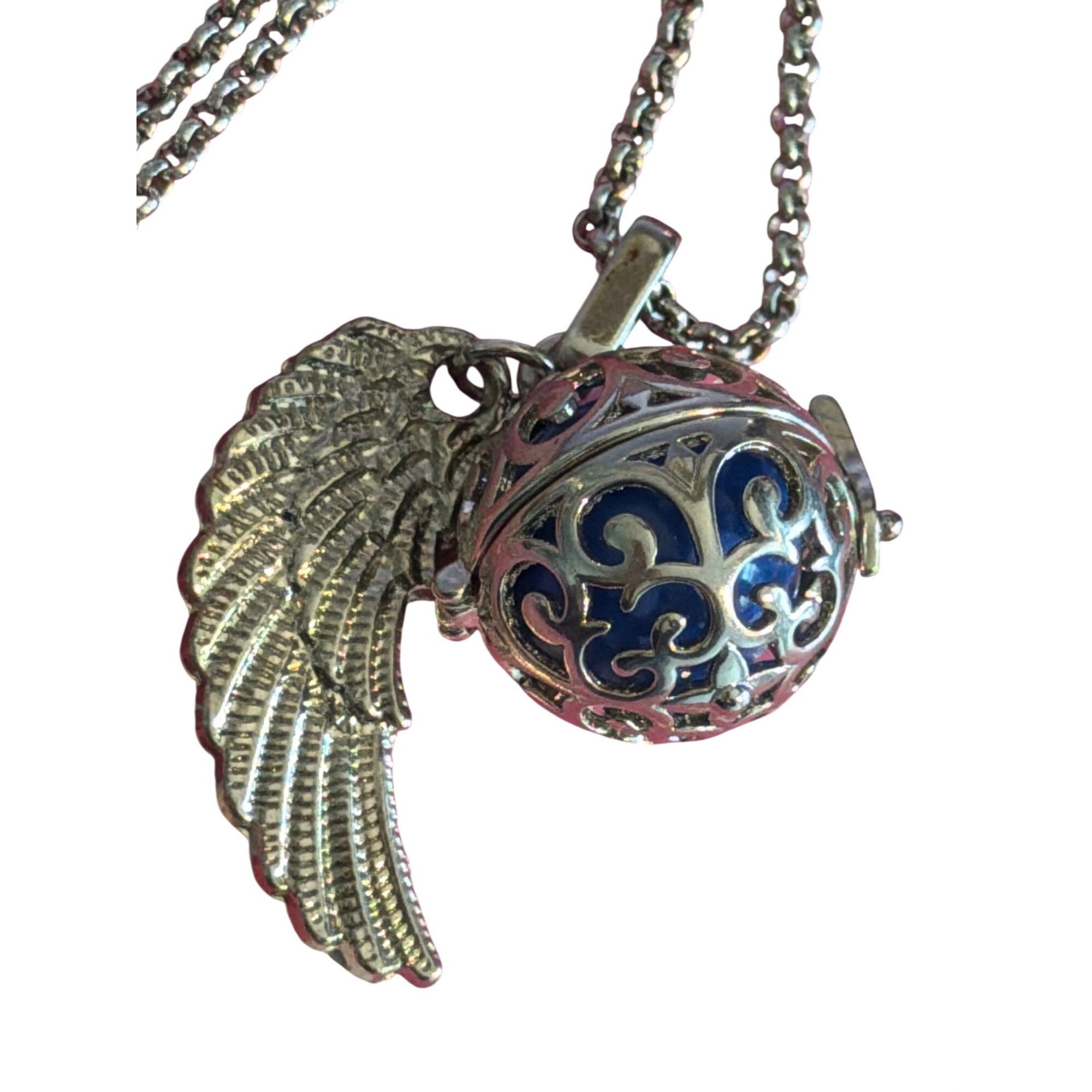Other Silver Tone Long Chain Necklace Angel Wing Harmony Bell Pend Size ONE SIZE - 2 Thumbnail
