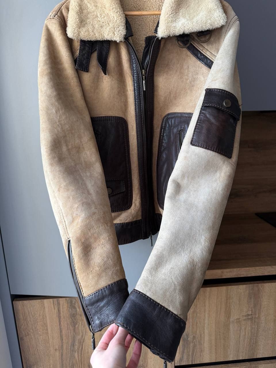 Roberto Cavalli Roberto Cavalli Shearling Leather Biker Fur Detail Jacket Size US L / EU 52-54 / 3 - 8 Thumbnail