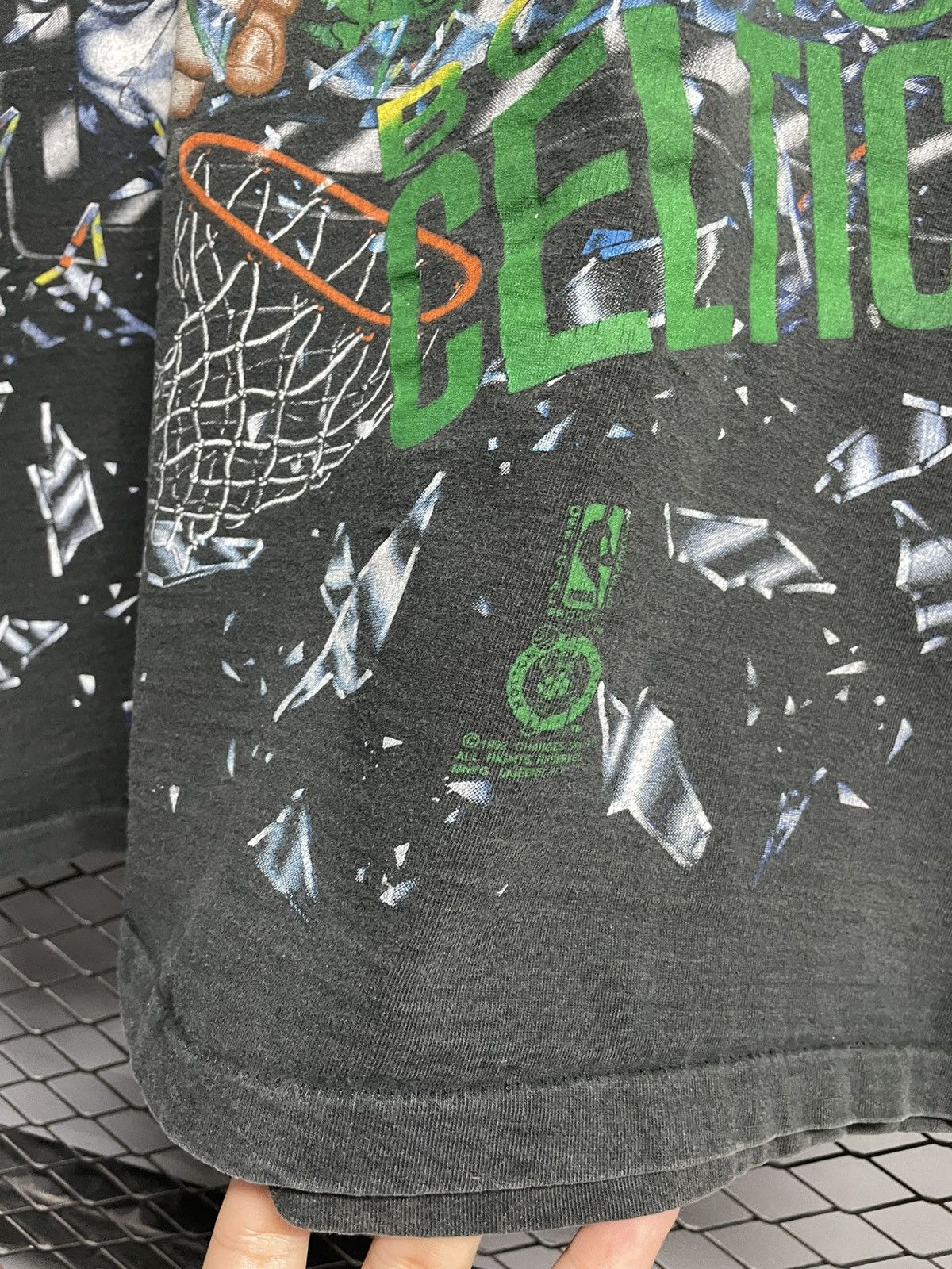 NBA Vintage 90s NBA Boston Celtics Shattered Backboard T-Shirt. Size US XL / EU 56 / 4 - 4 Thumbnail