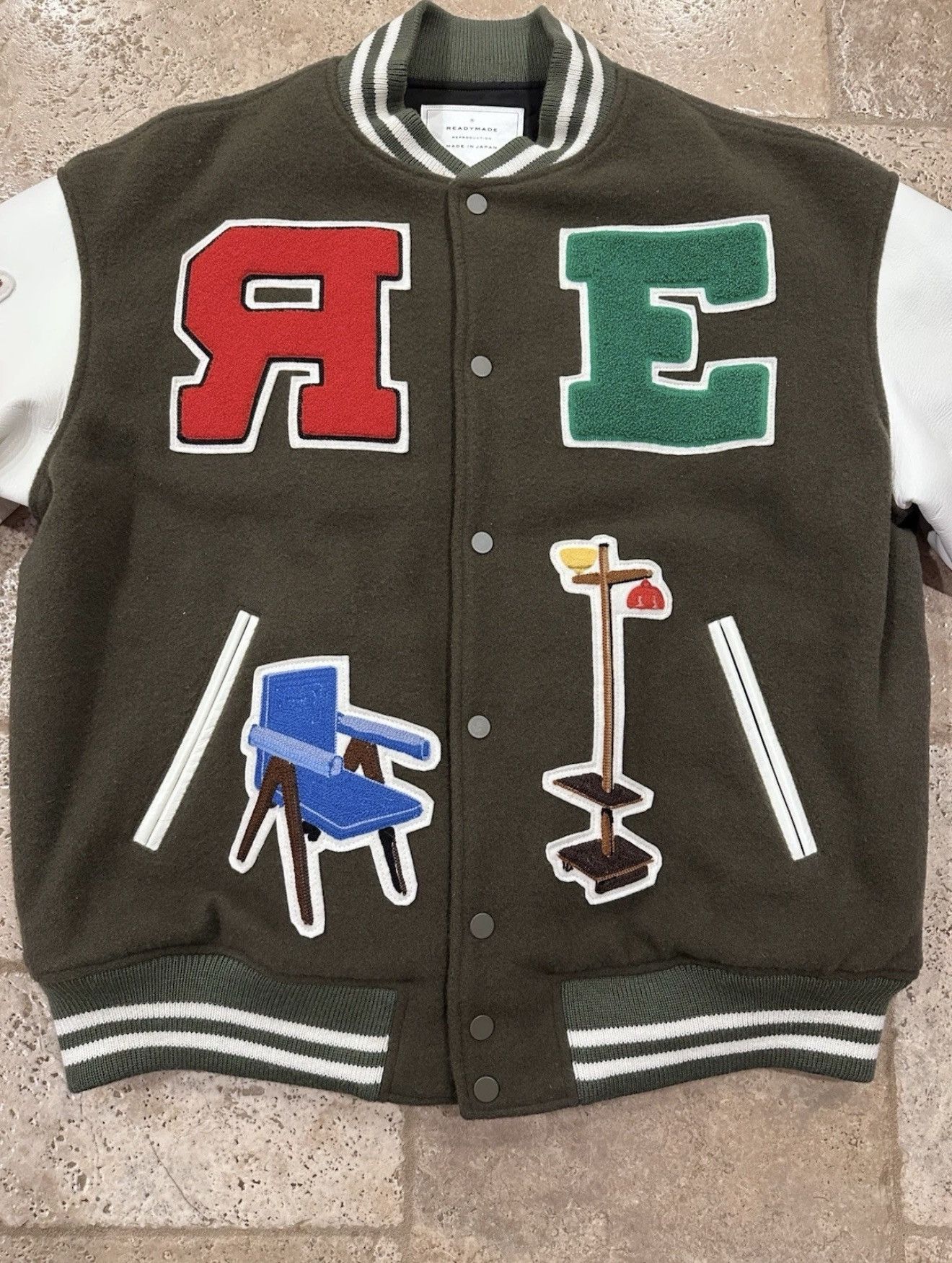 READYMADE Readymade Chair Logos Varsity Lettermen Green Jacket Size US M / EU 48-50 / 2 - 9 Thumbnail