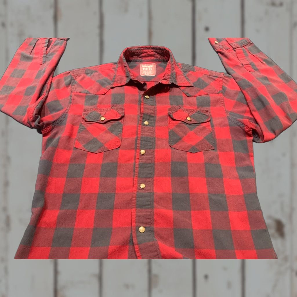 Wrangler VINTAGE Wrangler Western Plaid Pearl Snap Long Sleeve Button-Up Shirt Mens Medium Red Size US M / EU 48-50 / 2 - 1 Thumbnail