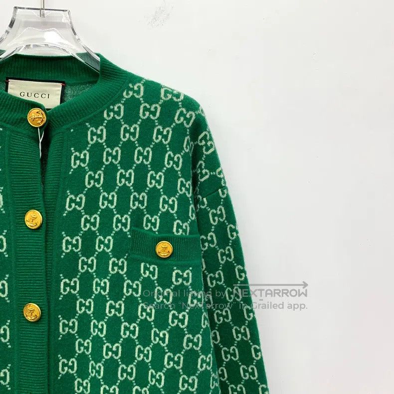 Gucci Gucci Green logo jacquard full-print wool single-breasted Size XXS / US 00 / IT 34 - 3 Thumbnail