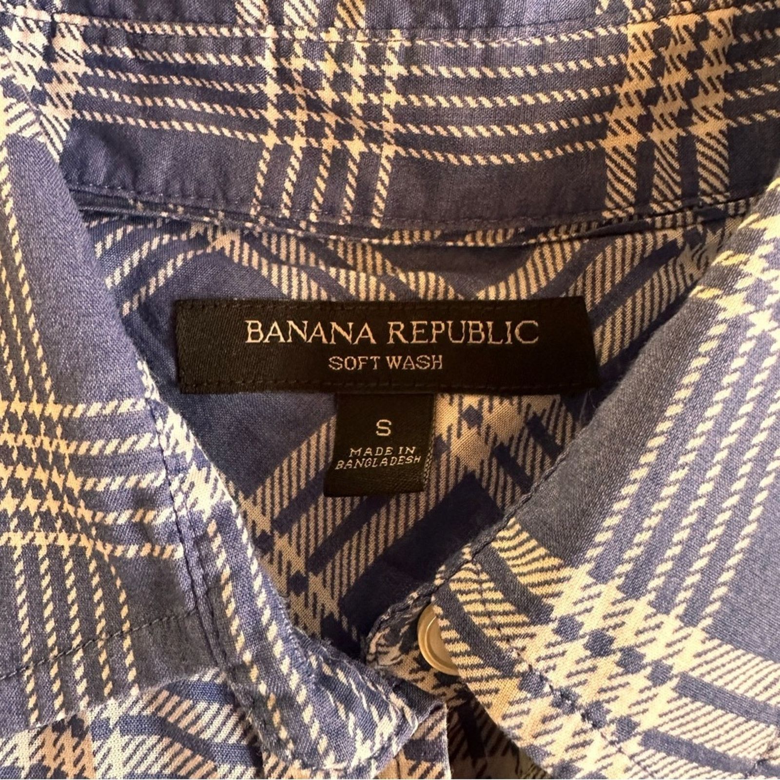 Banana Republic Banana Republic Soft Wash Button-Down Shirt – White/Blue Size S / US 4 / IT 40 - 5 Thumbnail