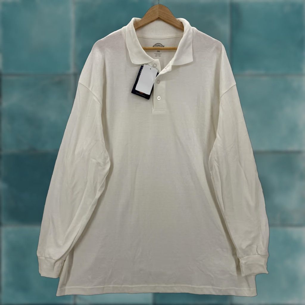 Dickies Dickies Polo Shirt Mens 2XL White Long Sleeve Pique Easy Care Work Uniform NWT Size US XXL / EU 58 / 5 - 1 Thumbnail