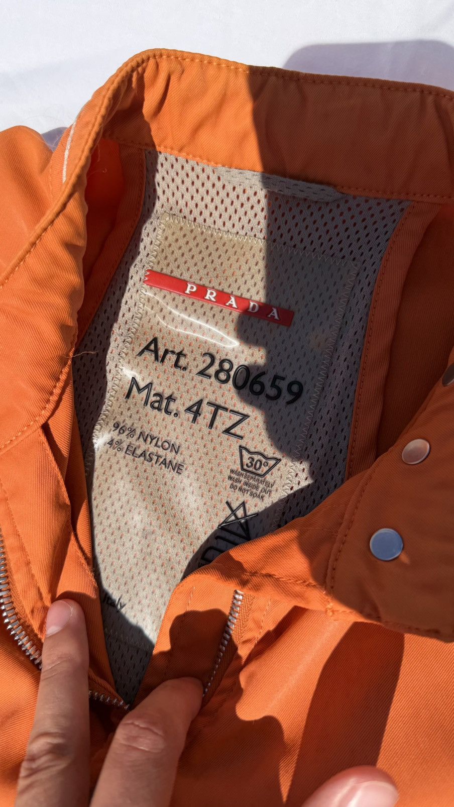 Prada SS2002 Prada Orange Nylon Biker Jacket Size US XS / EU 42 / 0 - 3 Thumbnail