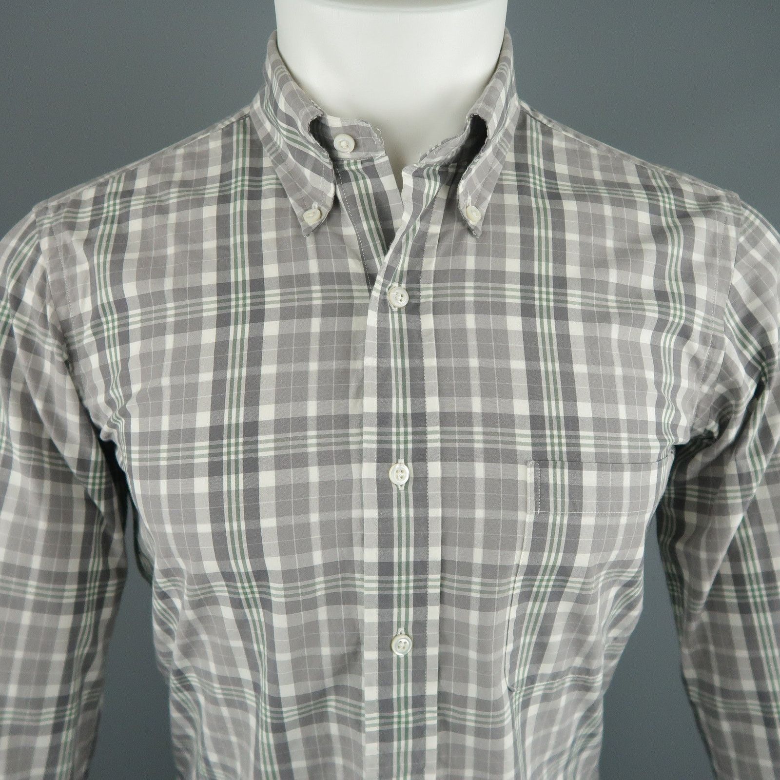Thom Browne Size S Grey Plaid Cotton Button Down Long Sleeve Shirt Size US S / EU 44-46 / 1 - 2 Thumbnail