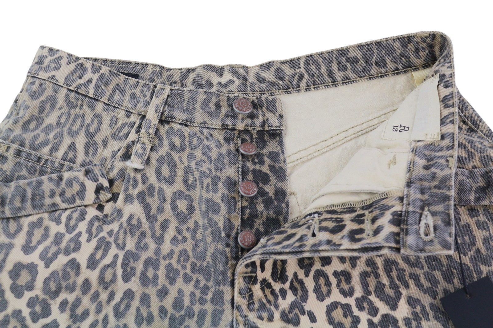 R13 POUCH POCKET 28 Leopard Denim RRP$1029 85102 Size 28" / US 6 / IT 42 - 6 Thumbnail