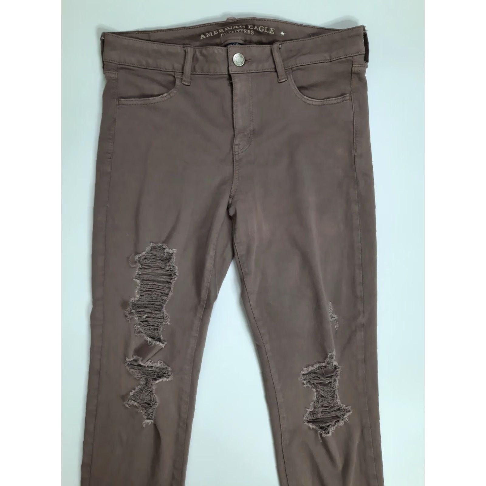American Eagle Outfitters VINTAGE American Eagle Jeans Size 14 Reg Jeggings Stretch Skinny Mauve Distressed Size 36" / US 14 / IT 50 - 4 Thumbnail
