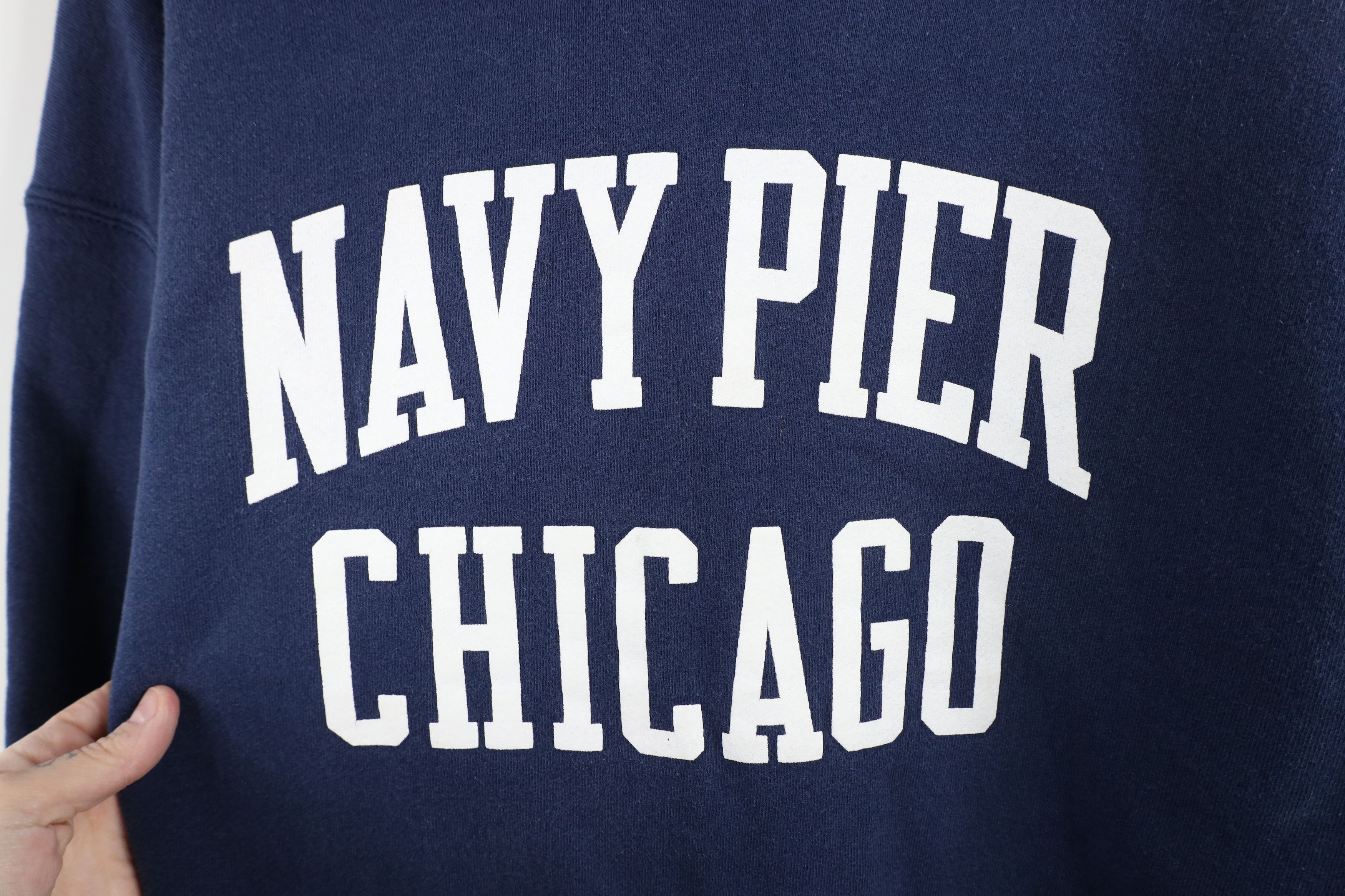 Vintage Vintage 90s Heavyweight Pier Chicago Hoodie Sweatshirt Blue Size US XL / EU 56 / 4 - 6 Thumbnail