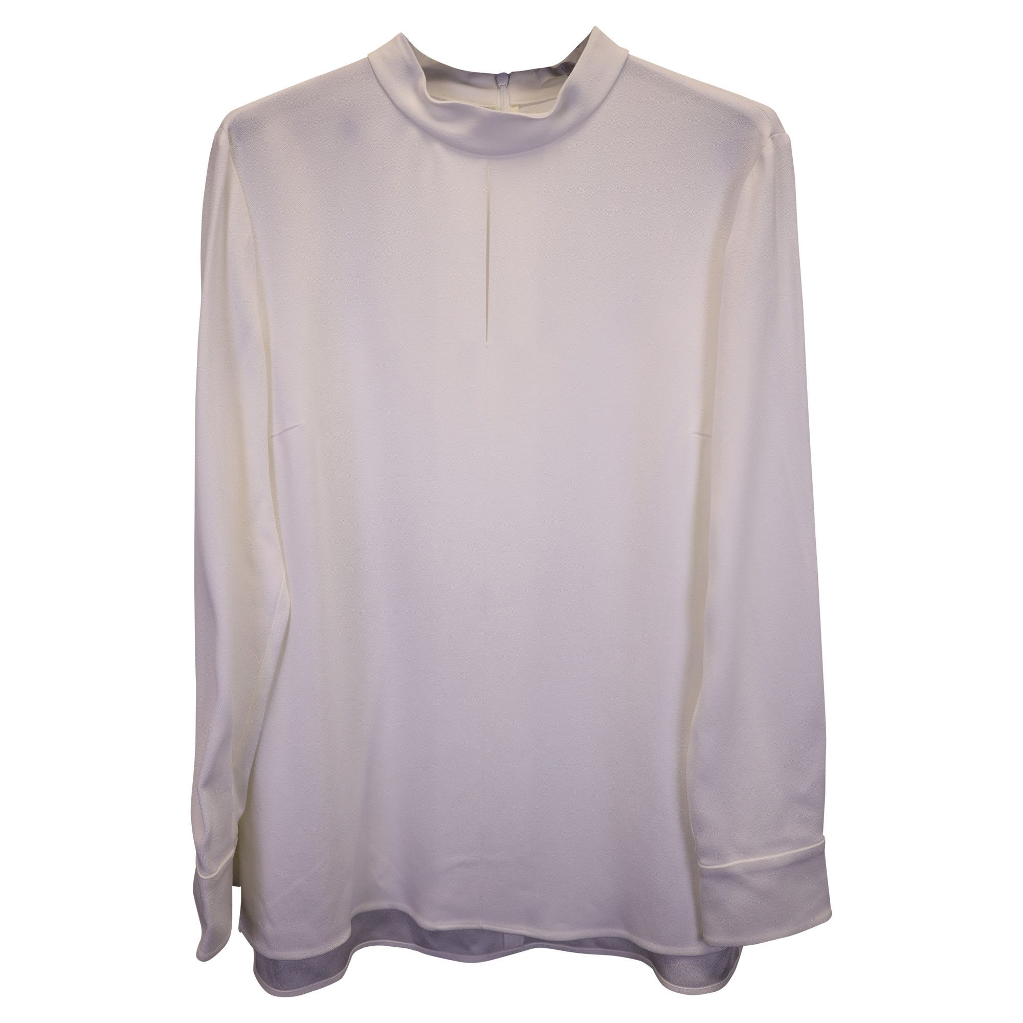 Hugo Boss Boss Mock-Neck Long-Sleeve Top in White Polyester Size S / US 4 / IT 40 - 1 Thumbnail