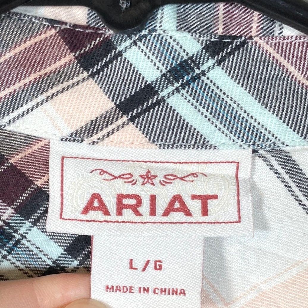 Ariat Ariat Womens Shirt Plaid Button-Up Long Sleeve Cotton Blend Large Size L / US 10 / IT 46 - 4 Thumbnail