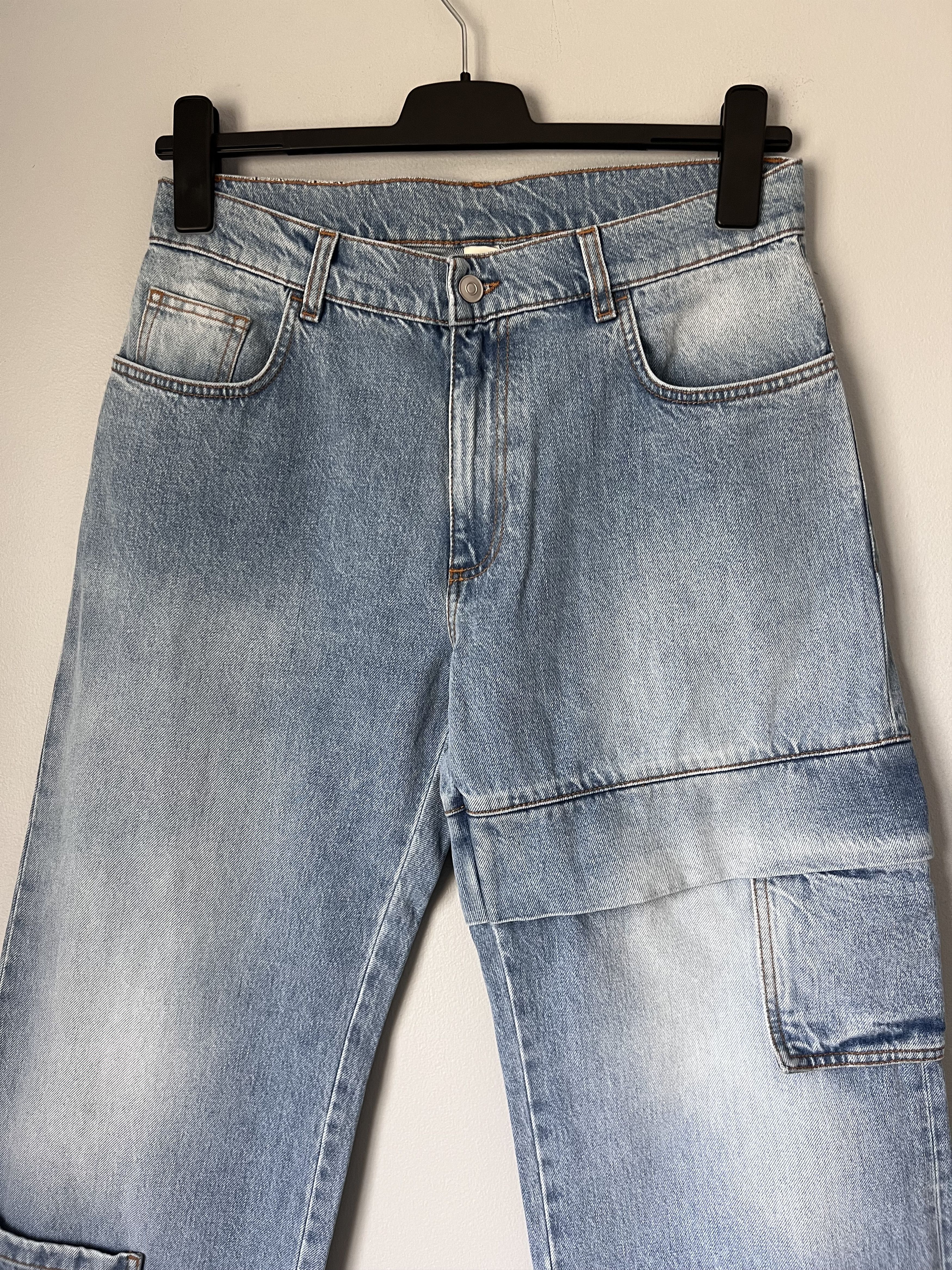 1017 Alyx 9SM Oversized Denim Cargo Pants in Light Blue
