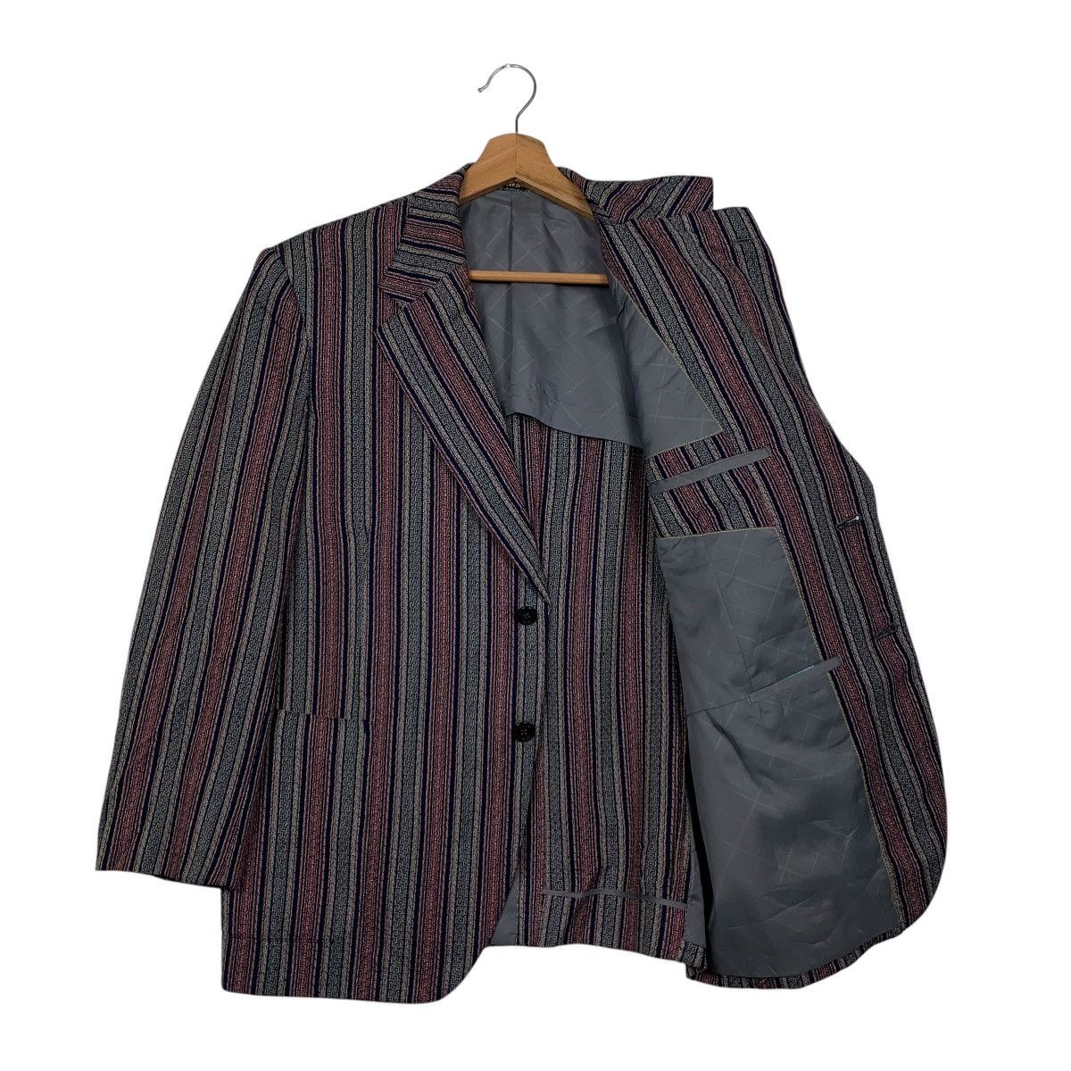 Vintage THREE JET Wool Striped Tailored Jacket Blazer #2879-C130 Size 42R - 8 Thumbnail