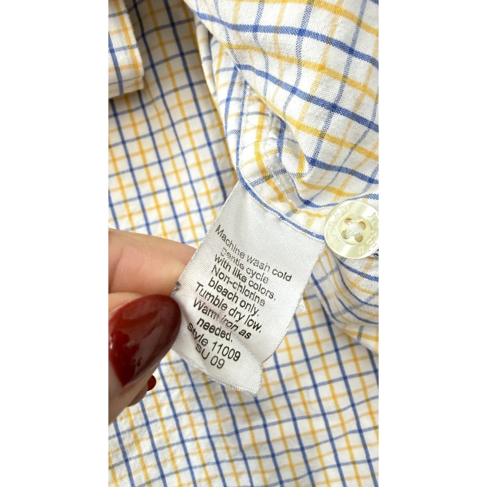 J.Crew J.Crew Shirt Mens Large Yellow Blue Plaid Tailored Fit Washed Casual Cotton Shirt Size US L / EU 52-54 / 3 - 4 Thumbnail