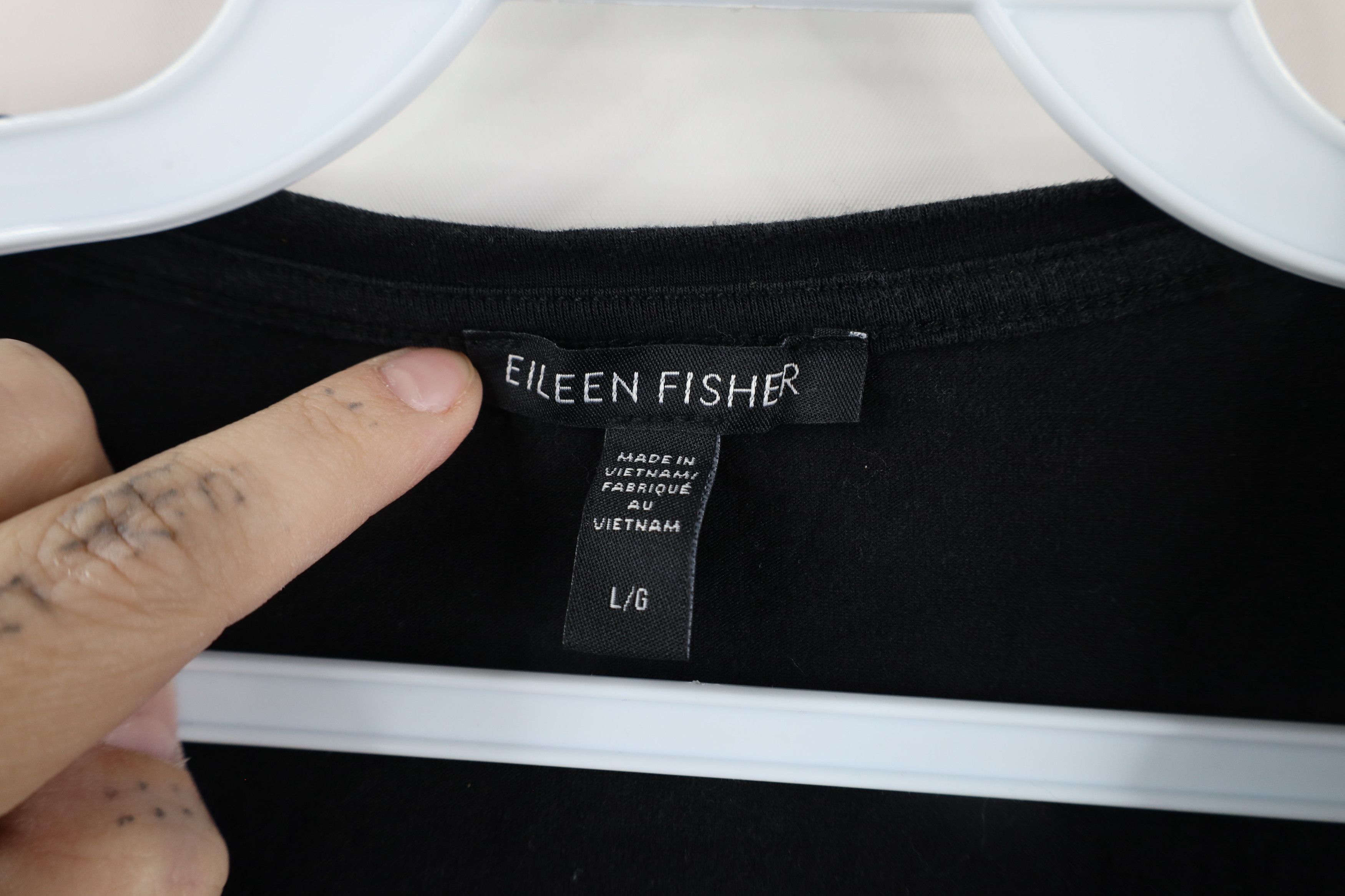 Eileen Fisher × Vintage Eileen Fisher Blank Stretch Knit Short Sleeve T-Shirt Black Size L / US 10 / IT 46 - 4 Thumbnail