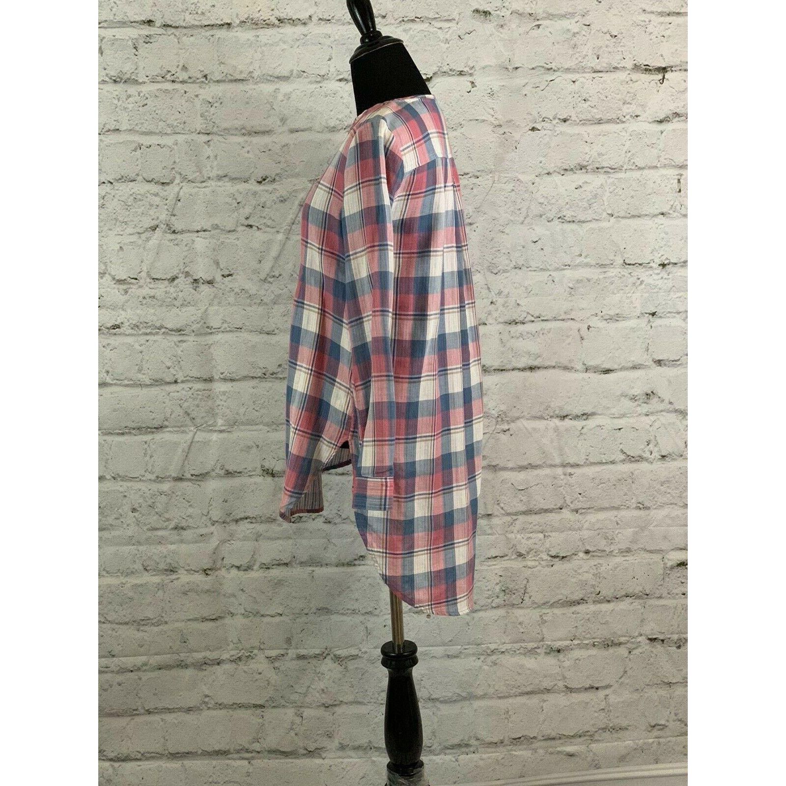 Anthropologie HOLDING HORSES Pink Plaid Long Sleeves Tunic Blouse XS Size XS / US 0-2 / IT 36-38 - 6 Thumbnail