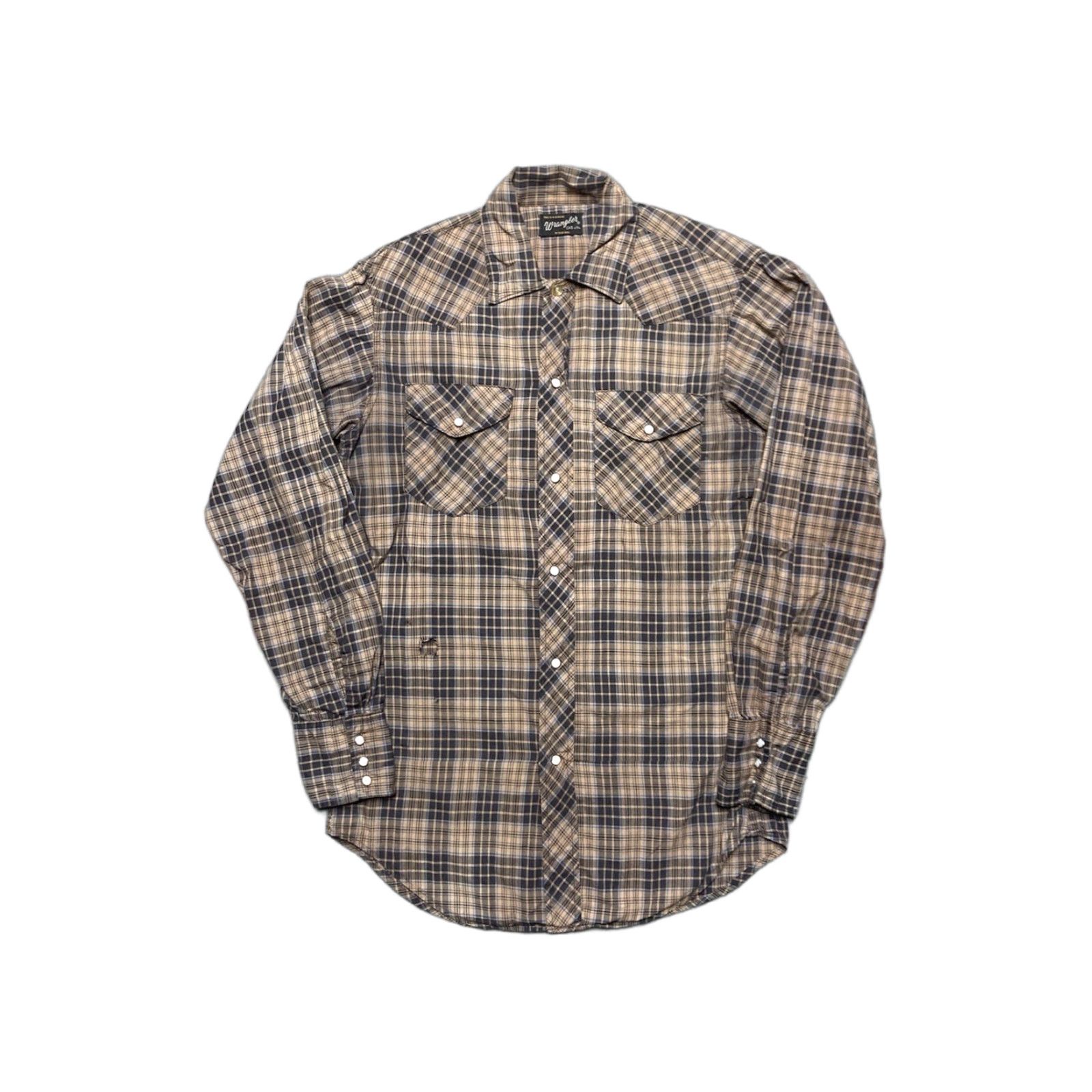 Wrangler VINTAGE Wrangler Pearl snap shirt plaid blue bell western distressed Small Mens Shirt Size US S / EU 44-46 / 1 - 1 Thumbnail