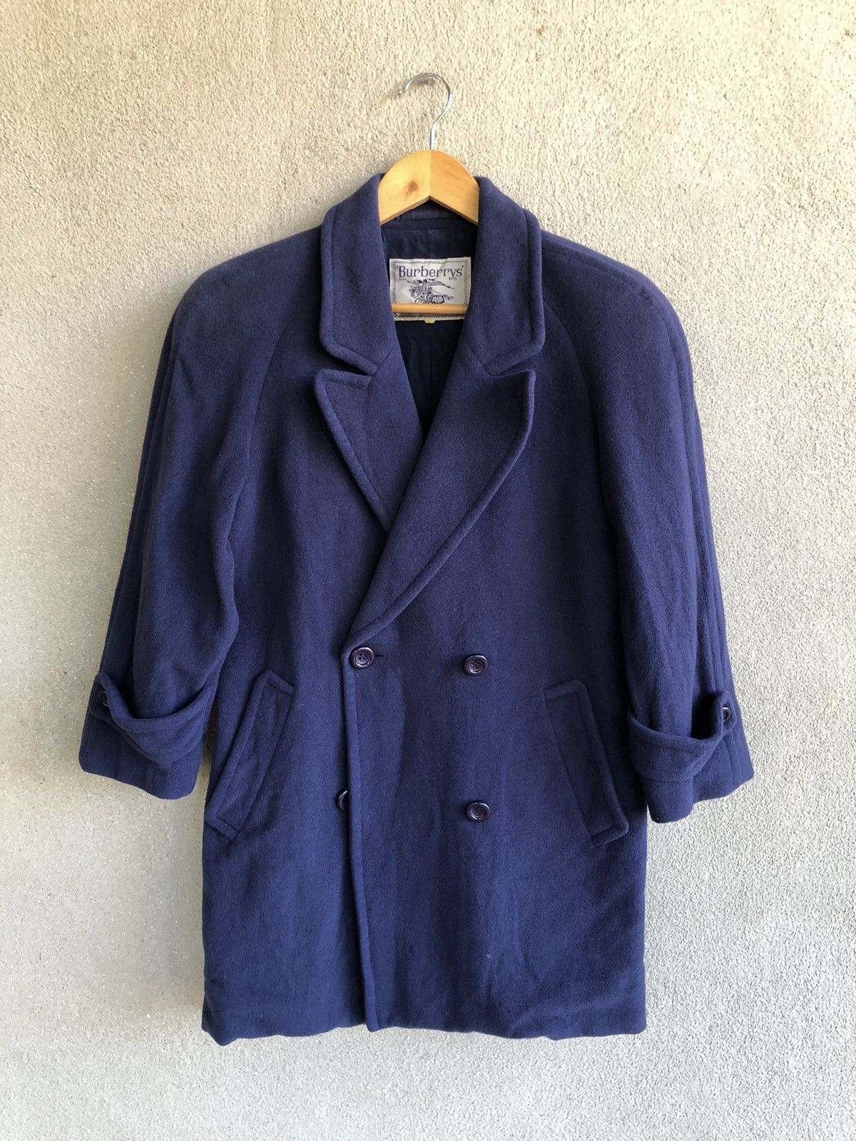 image of Burberrys Wool Double Breast Coats in Navy, Women's (Size Medium)