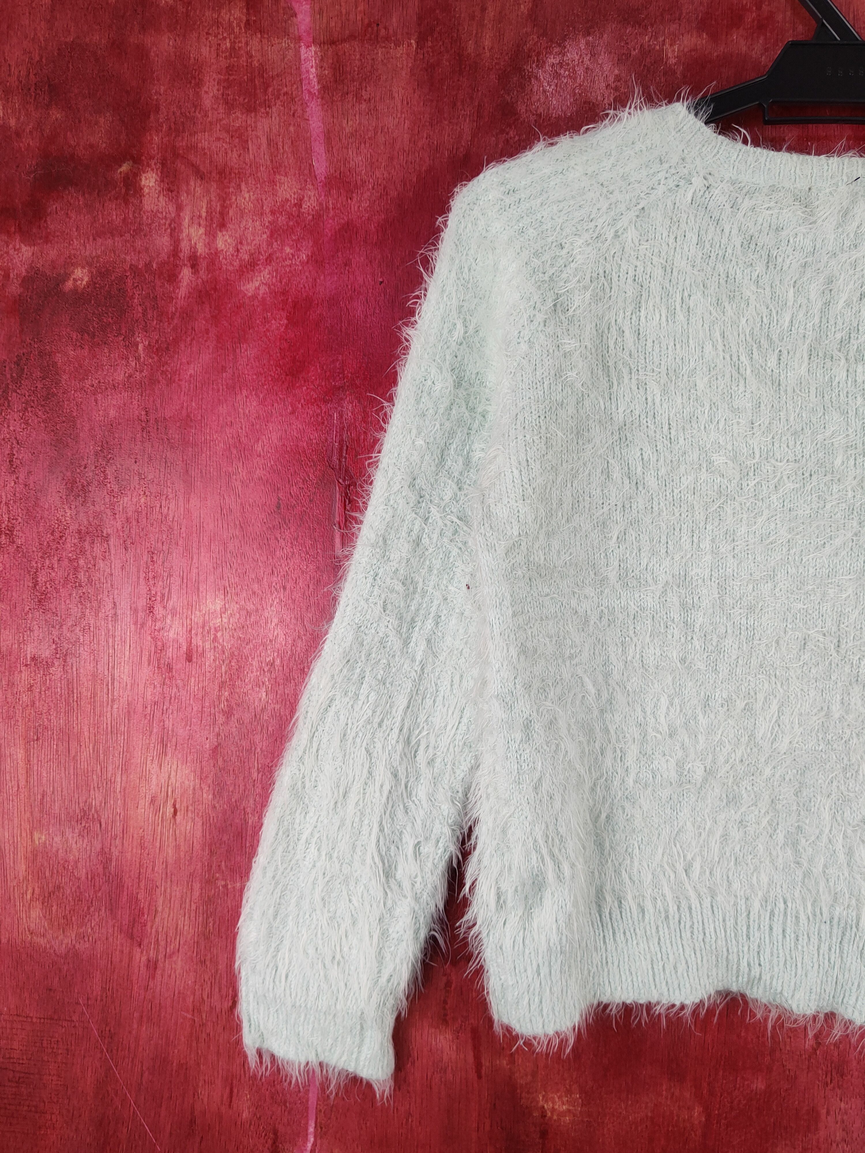 Japanese Brand × Vintage Ingni Mint Green Shag Shaggy Fur Mohair Knitwear #S2082 Size XS / US 0-2 / IT 36-38 - 9 Thumbnail