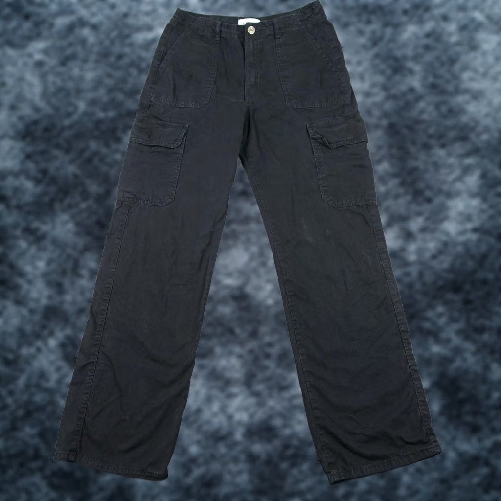 Zara Zara Pants Womens 6 Black Cargo Pockets Straight Leg Cotton Utility Casual Pants Size 28" / US 6 / IT 42 - 1 Thumbnail