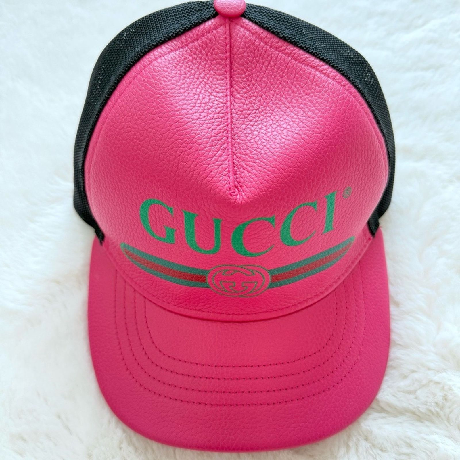 Gucci GUCCI grained calfskin logo print hat Authentic Size ONE SIZE - 1 Thumbnail