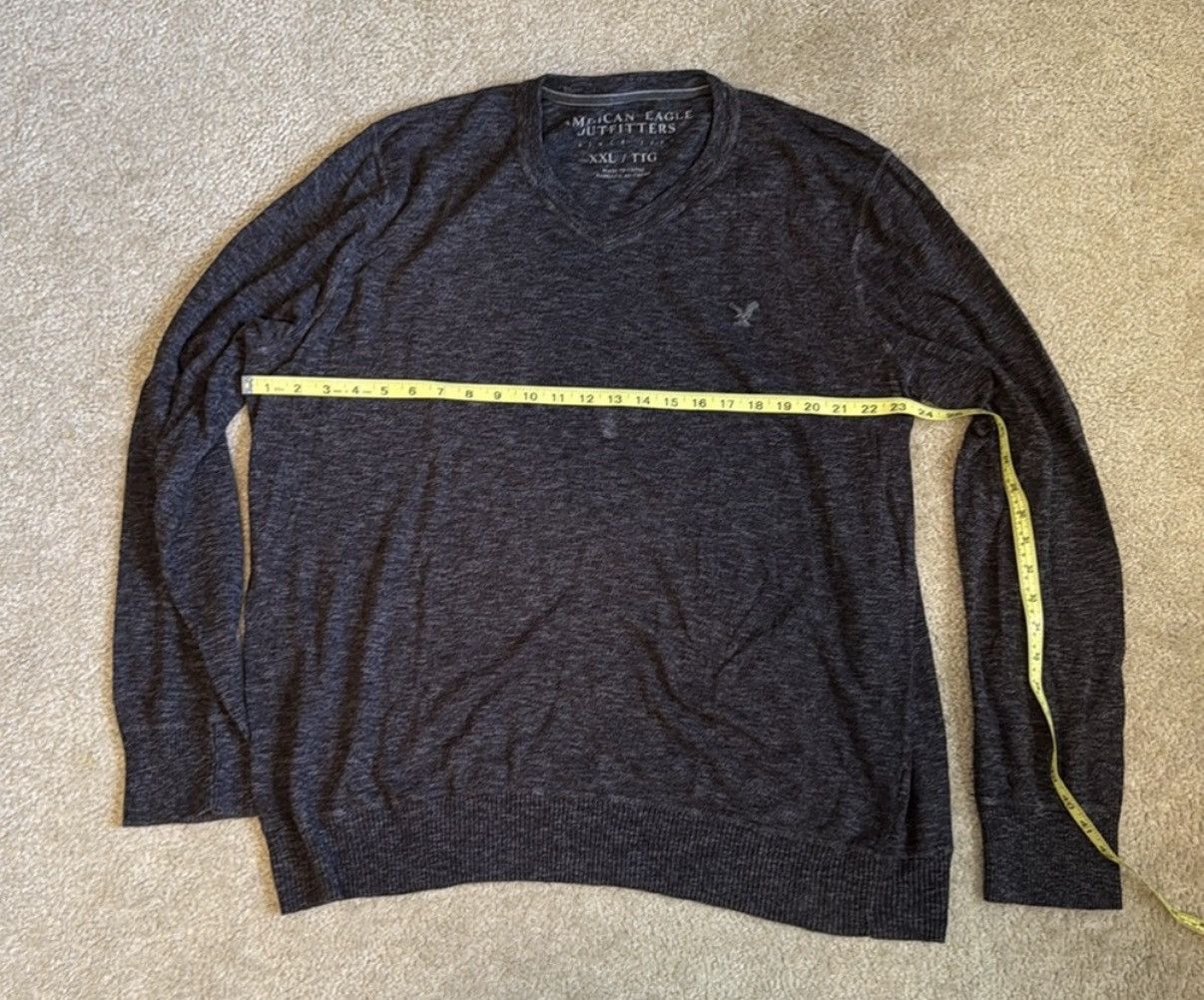 American Eagle Outfitters American Eagle V-neck Sweater Charcoal Gray Size XXL Size US XXL / EU 58 / 5 - 2 Thumbnail