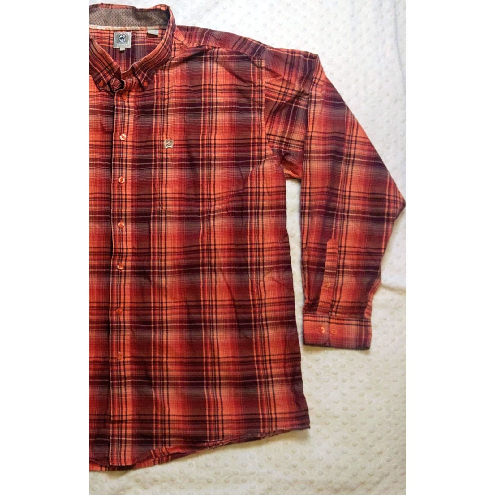 Vintage Cinch Button-Up Western Shirt 2XL Red Orange Check Long Sleeve Plaid Cotton Men's Shirt Size US XXL / EU 58 / 5 - 2 Thumbnail