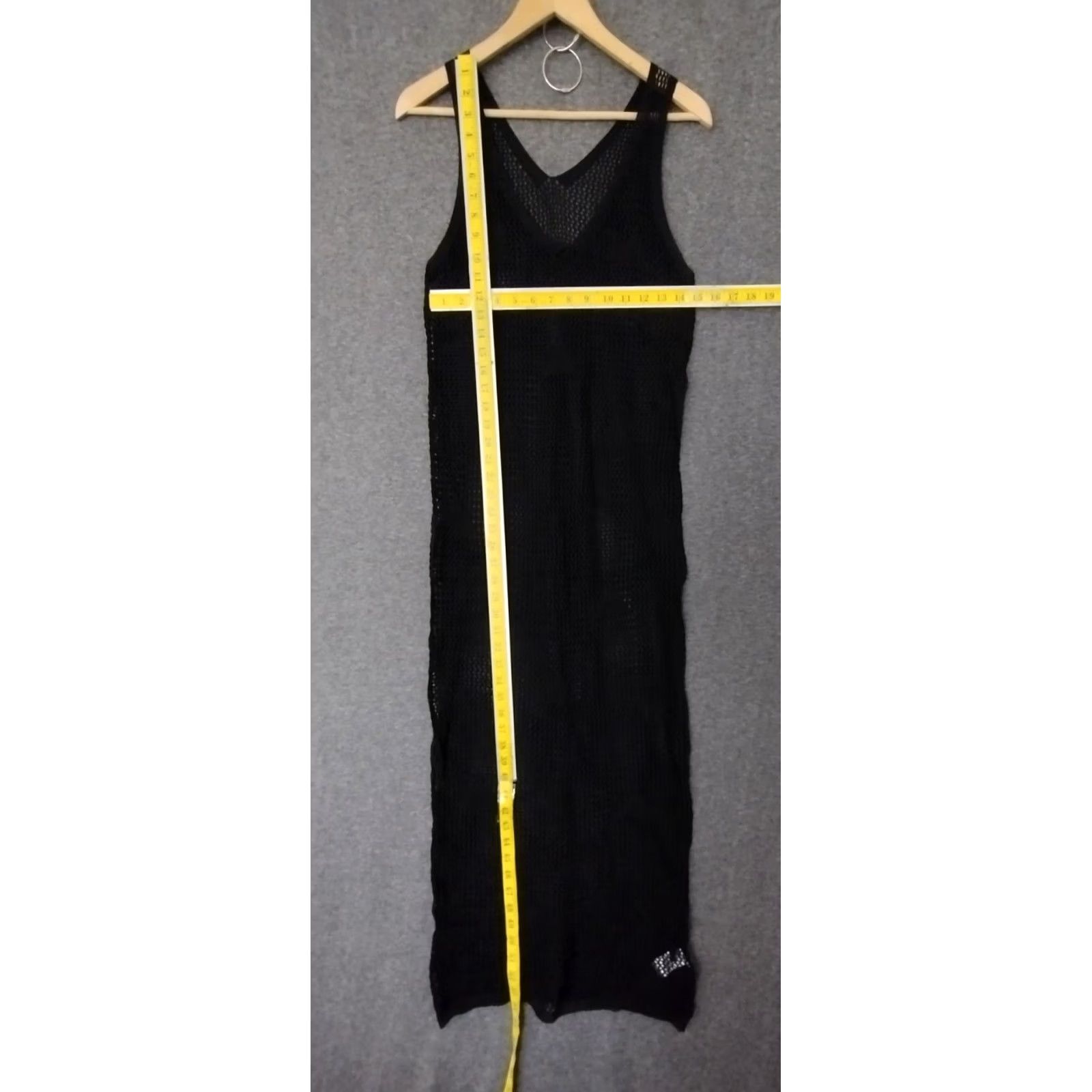 Vintage Codigo Women's Crochet Dress Long Knit Black S Sleeveless V-Neck Casual Bodycon Slim Size S / US 4 / IT 40 - 4 Thumbnail