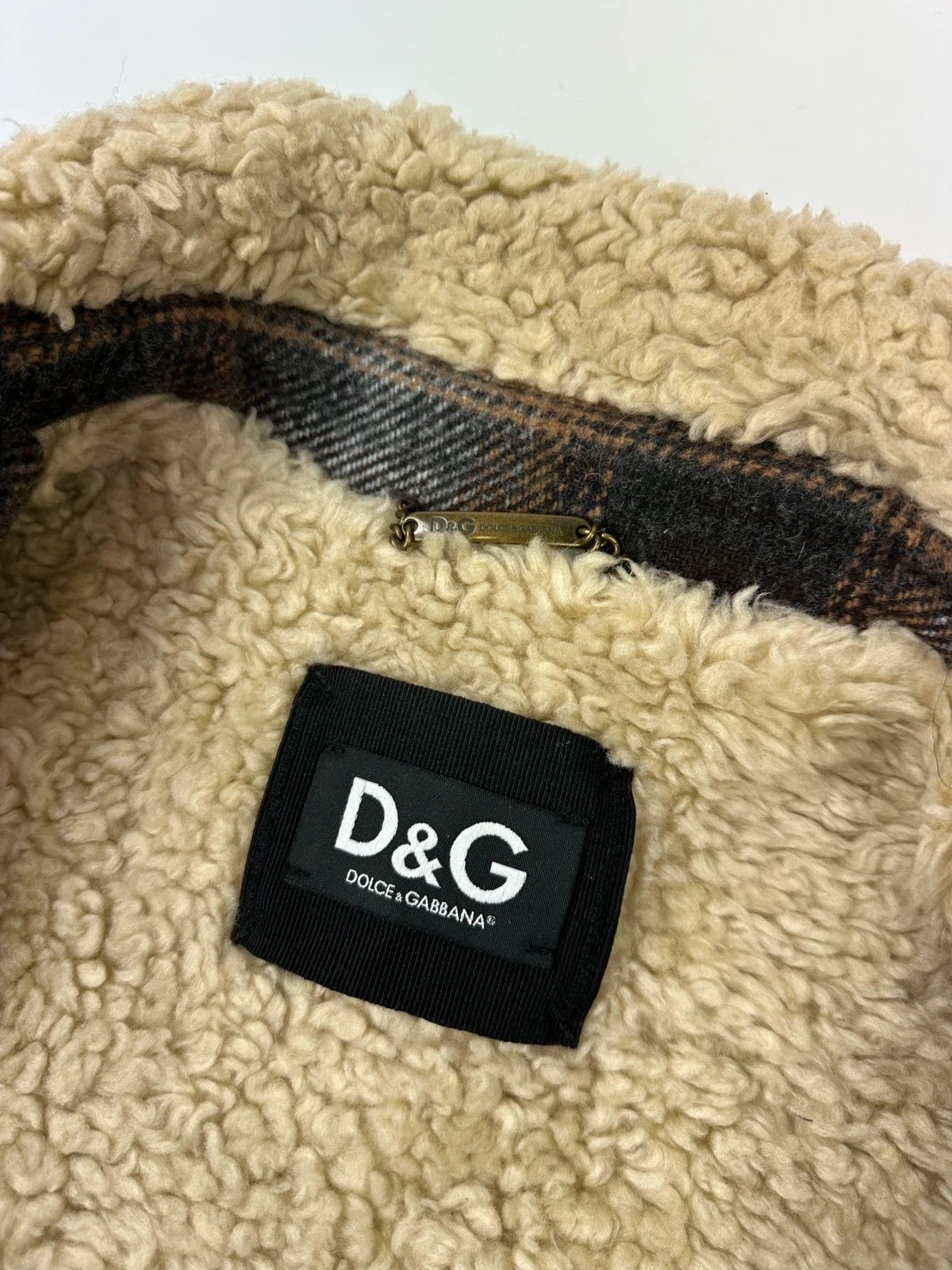 Dolce & Gabbana Dolce Gabbana Wool Brown Checkered Sherling Aviator Jacket Size US M / EU 48-50 / 2 - 16 Thumbnail
