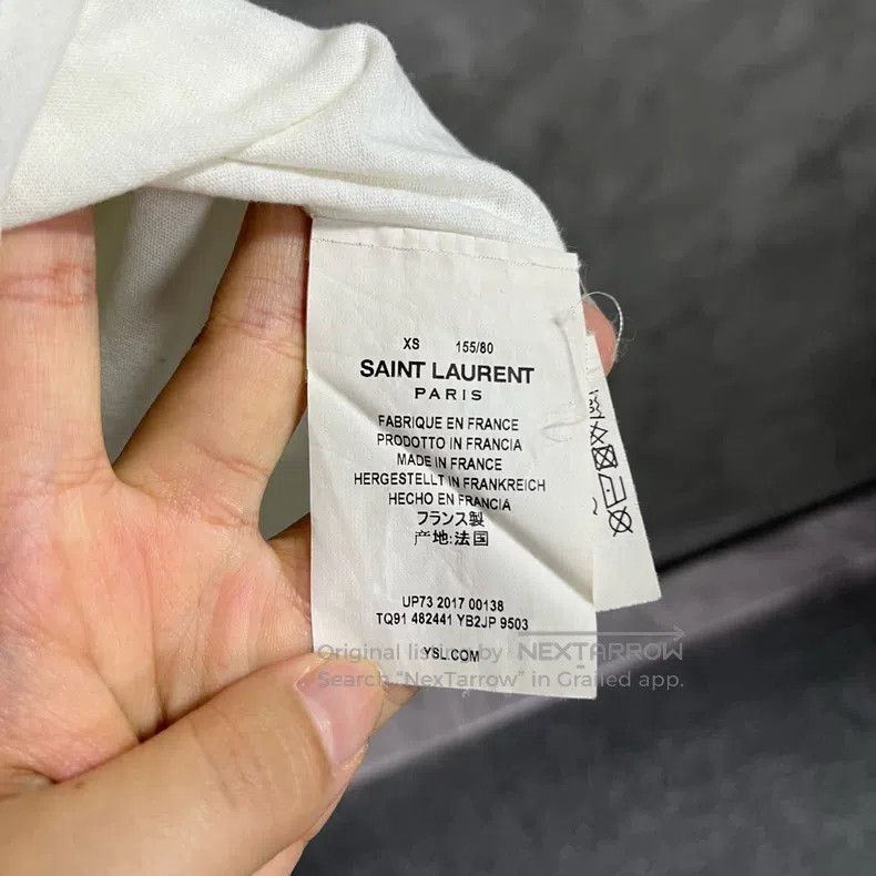 Saint Laurent Paris Saint Laurent Paris White Solid Color Crew Neck Short Slee Size US XS / EU 42 / 0 - 4 Thumbnail