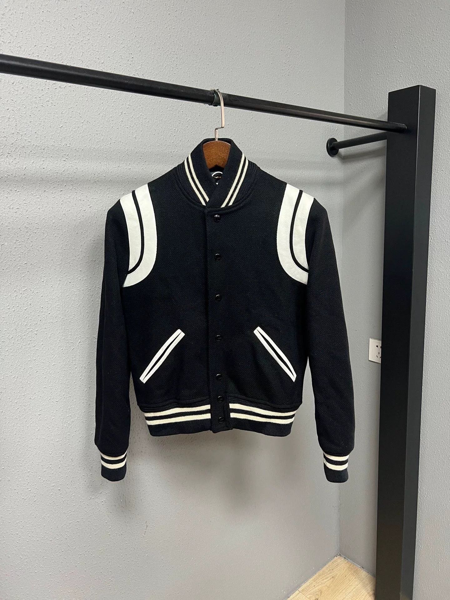 Saint Laurent Paris Saint Laurent SLP Black White Baseball Jacket Size US M / EU 48-50 / 2 - 1 Thumbnail