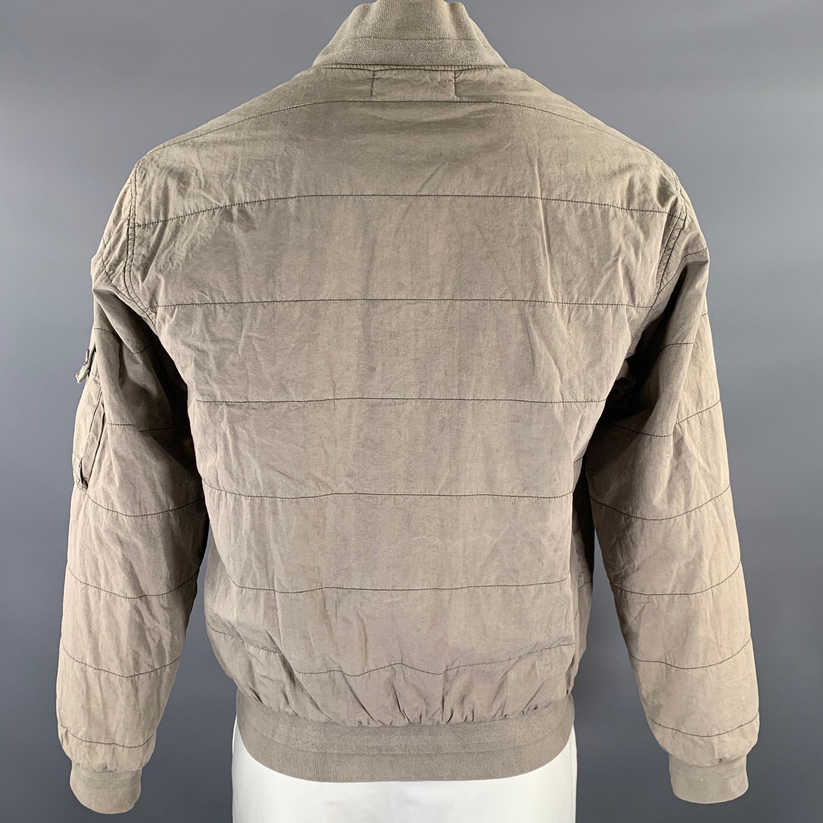 John Elliott JOHN ELLIOTT XL Khaki Quilted Cotton Blend Bomber Jacket Size US XL / EU 56 / 4 - 4 Thumbnail