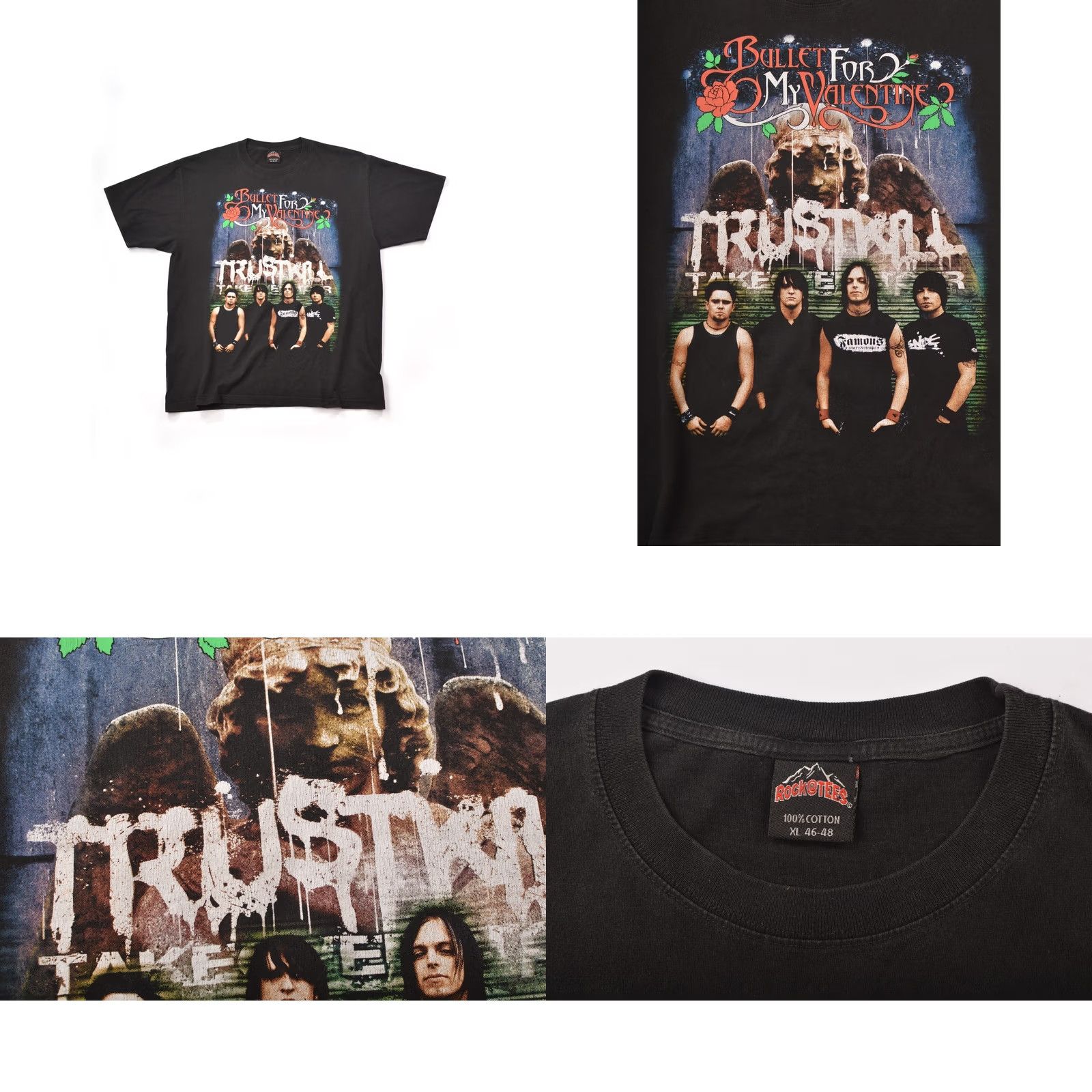 Valentino Rock@Tees Bullet for My Valentine Vintage Rock Metal T-Shirt Tee XL Black Mens Shirt Rock Size US XL / EU 56 / 4 - 8 Thumbnail