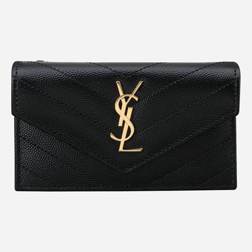 Monogram Flap Card Wallet Black, Women's