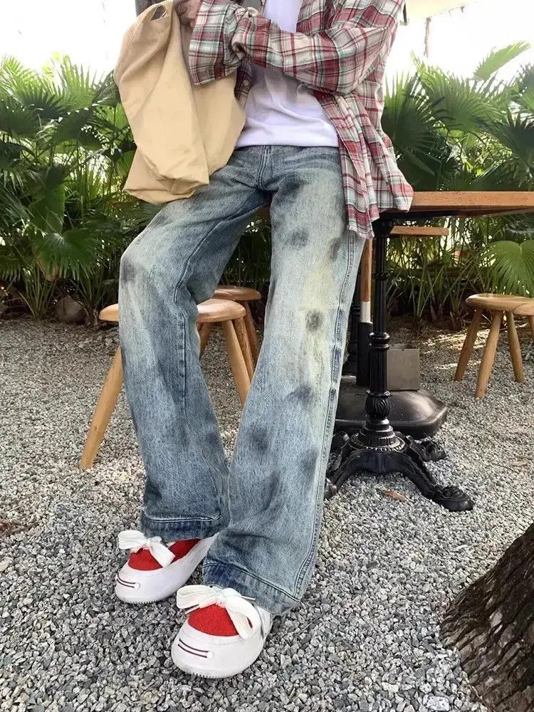 Japanese Brand Retro hip-hop straight leg loose washed jeans Size US 30 / EU 46 - 6 Thumbnail
