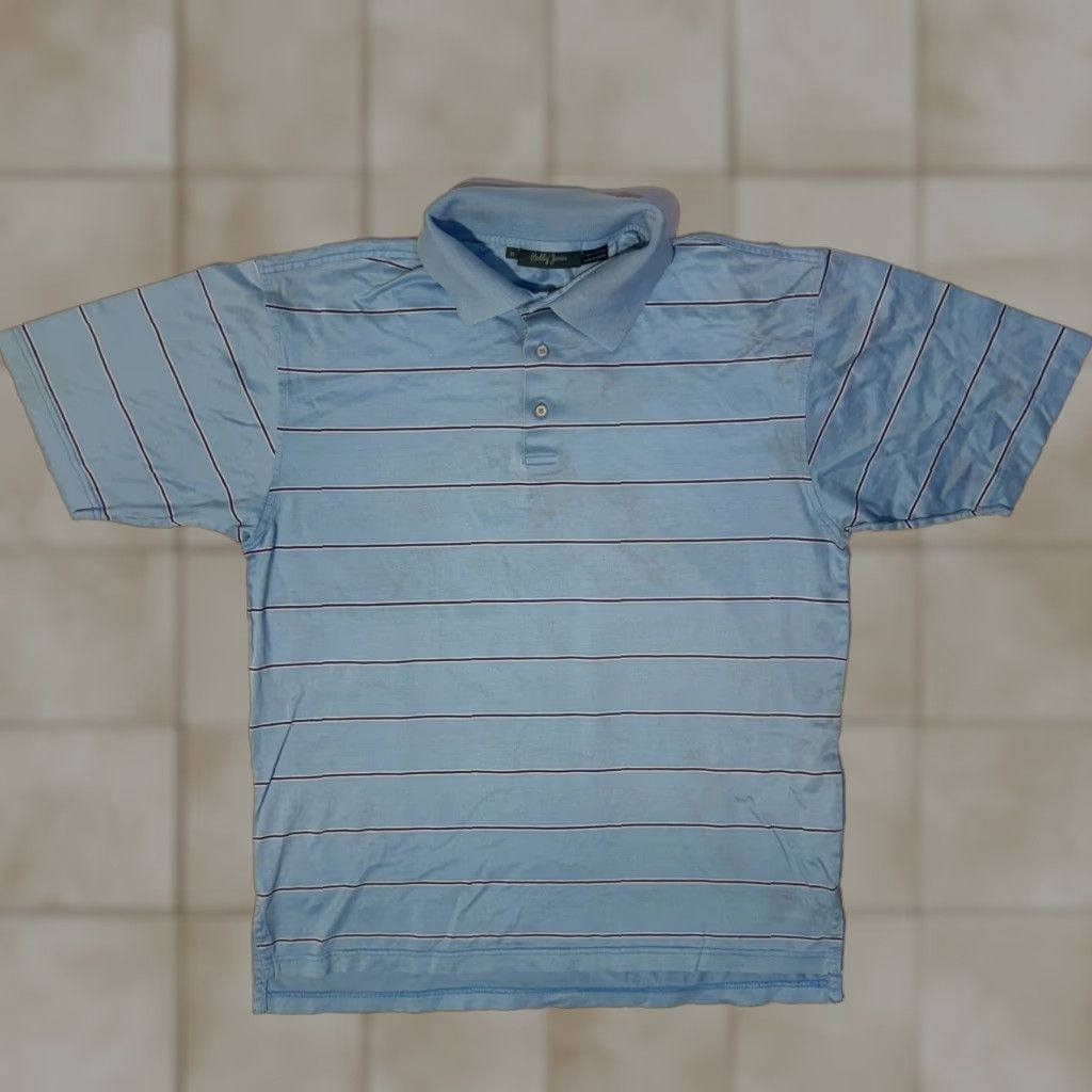 Vintage Bobby Jones Polo Shirt Blue Striped Short Sleeve M Athletic Shirt Men's Golf Polo Size US M / EU 48-50 / 2 - 1 Thumbnail