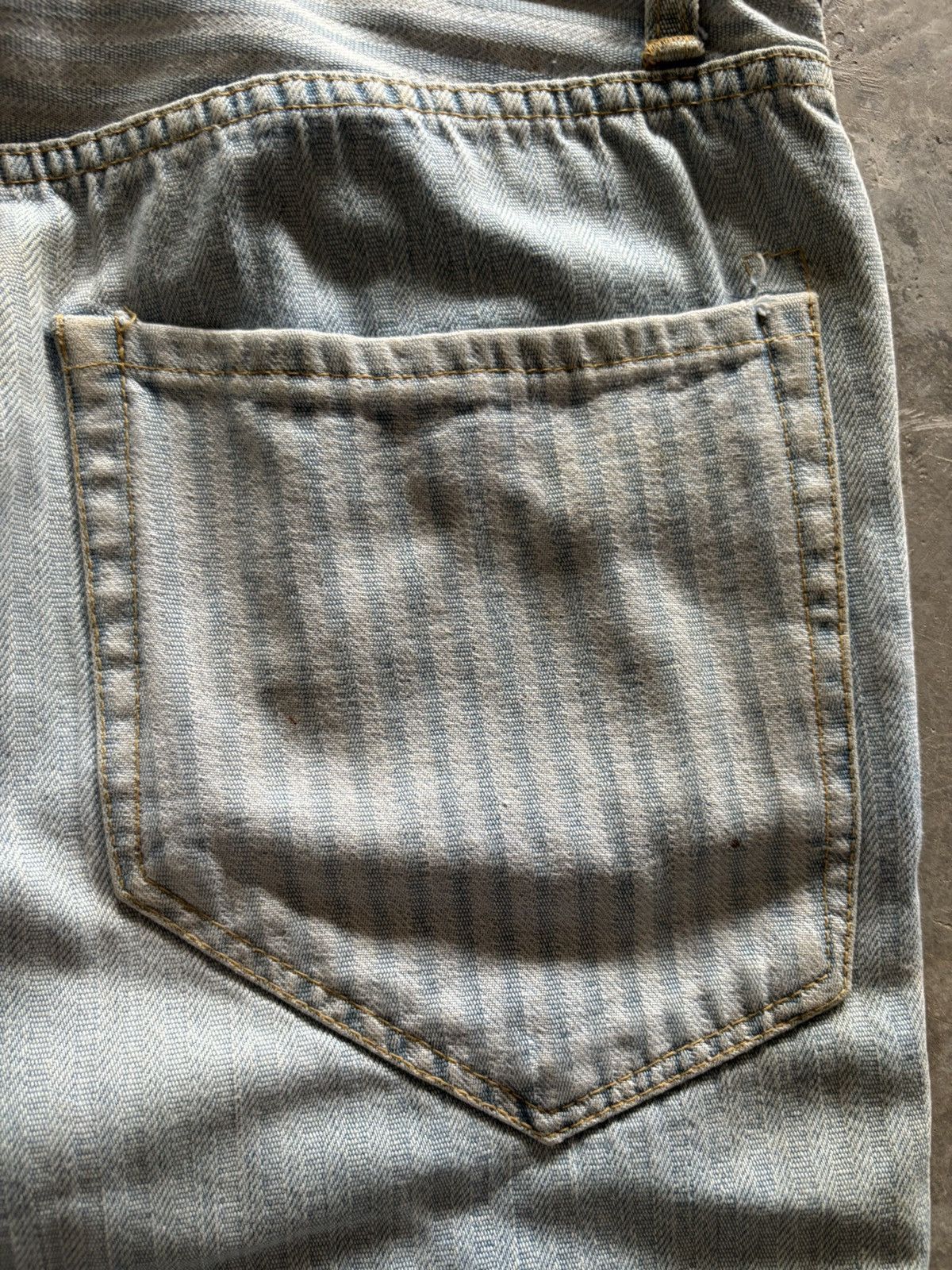 Japanese Brand BLUE WAY HICKORY STONE WASHED FADE JAPANESE HARAJUKU STYLE Size US 35 - 15 Thumbnail