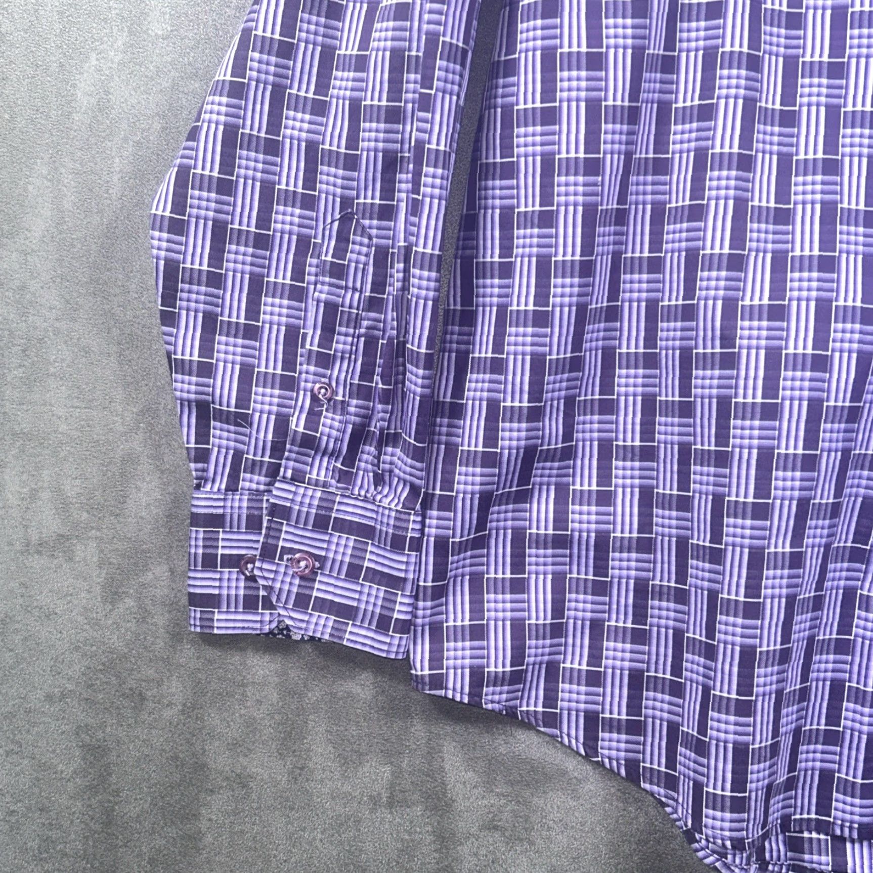 BUGATCHI Bugatchi Uomo Shirt XL Purple Cotton Long Sleeve Button-Up Flip Cuff Geometric Mens Size US XL / EU 56 / 4 - 7 Thumbnail