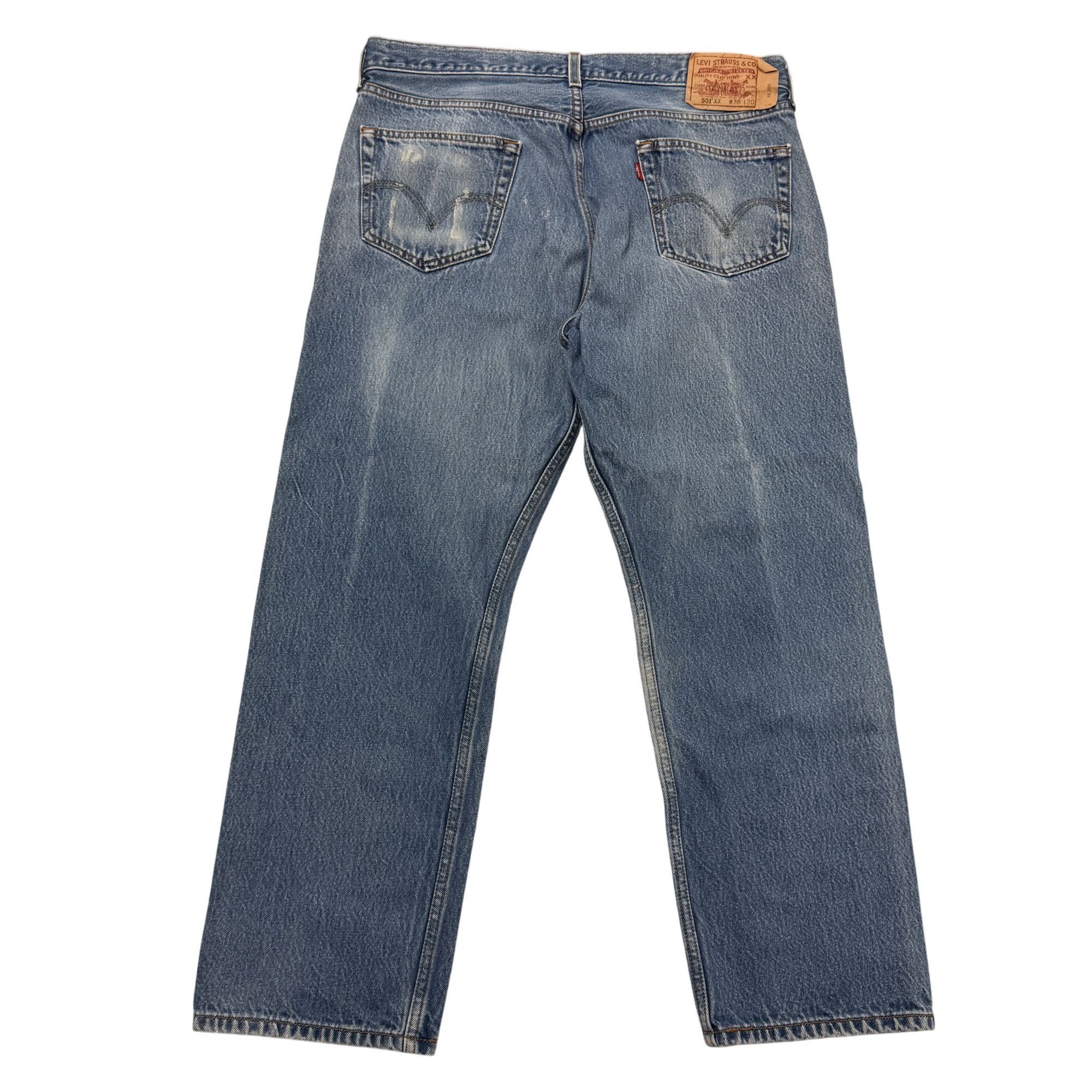Levi's Vtg Levis 501 XX DISTRESSED Blue Jeans BUTTON FLY Pants Size US 38 / EU 54 - 2 Thumbnail