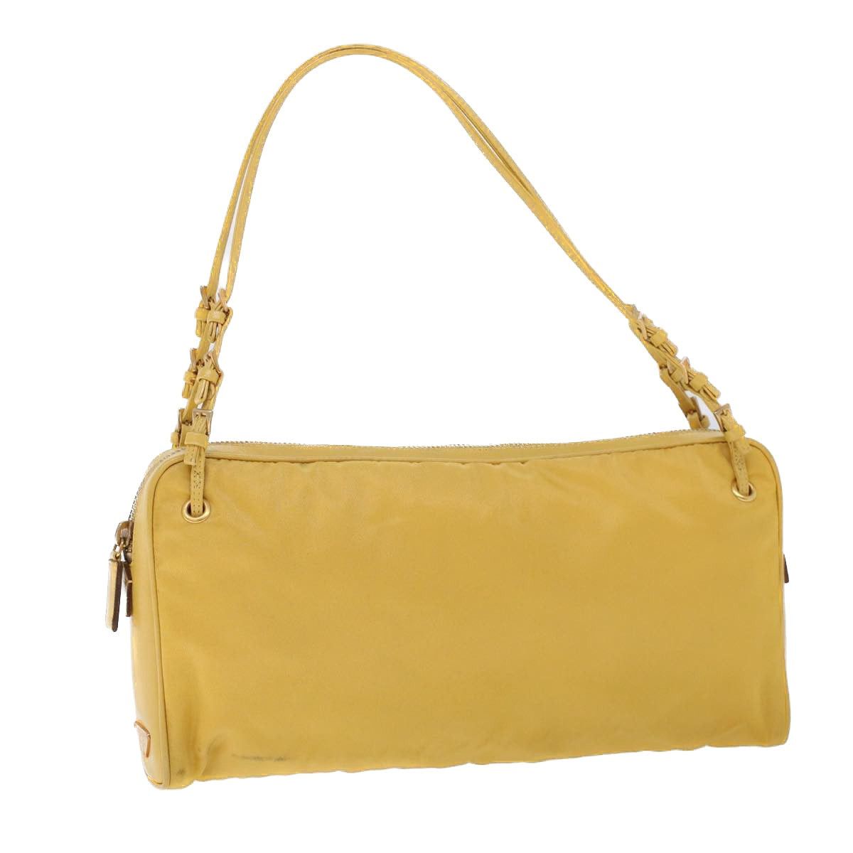 image of Prada Shoulder Bag Nylon Leather Yellow Auth Ac2164, Women's