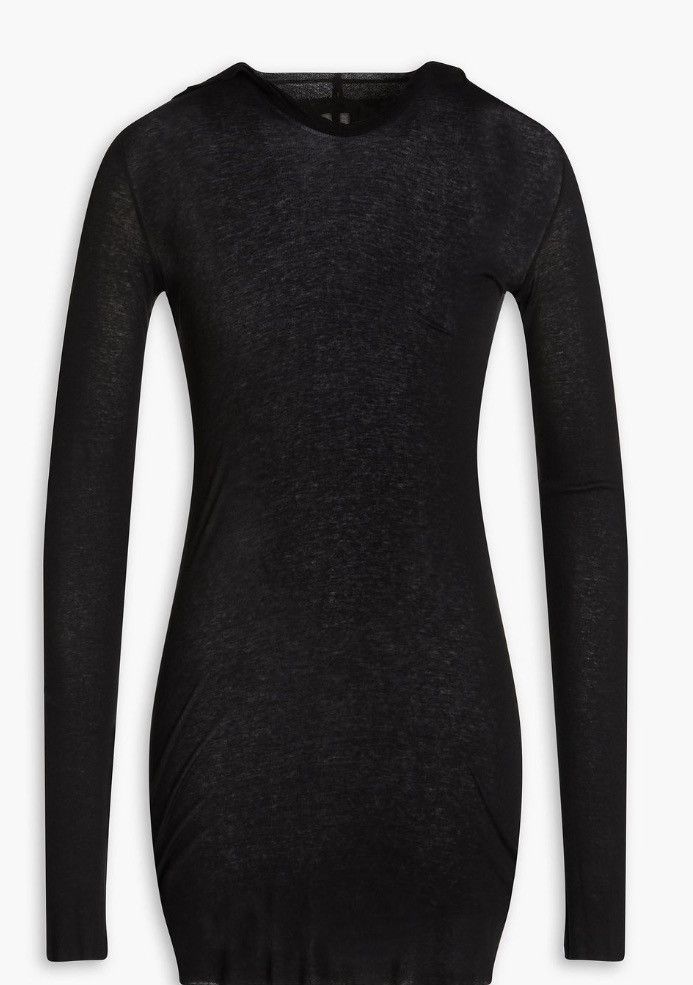 image of Rick Owens Hooded Rib Long sleeve T Shirt 1V1 Sample Fogachine in Black, Men's (Size Small)